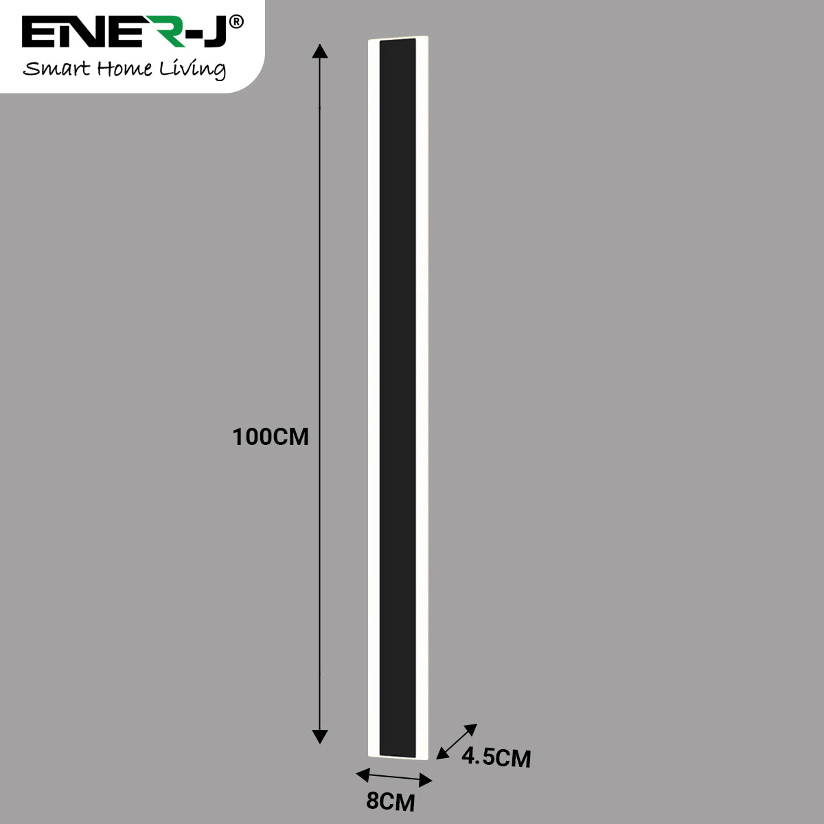 Ener-j T493 100 x 8 cms size Outdoor Acrylic Black Wall Lights, 48W Waterproof IP65 CCT & Dimmable With remote