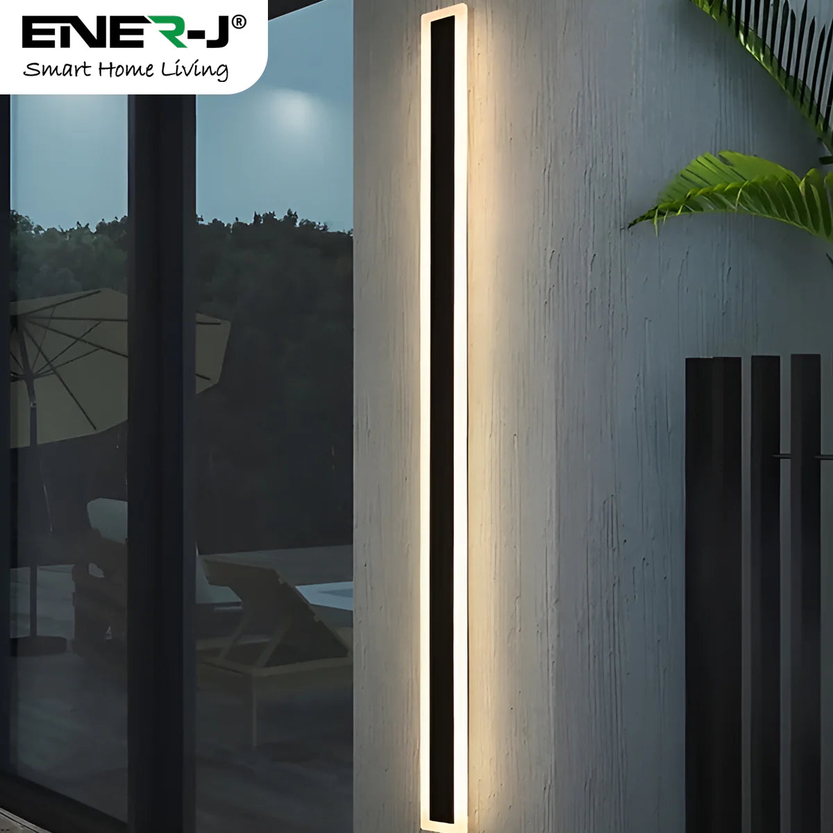 Ener-j T495 120 x 8 cms size Outdoor Acrylic Black Wall Lights, 60W Waterproof IP65 CCT & Dimmable With remote