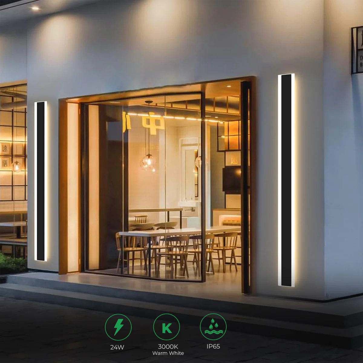 Ener-j T495 120 x 8 cms size Outdoor Acrylic Black Wall Lights, 60W Waterproof IP65 CCT & Dimmable With remote