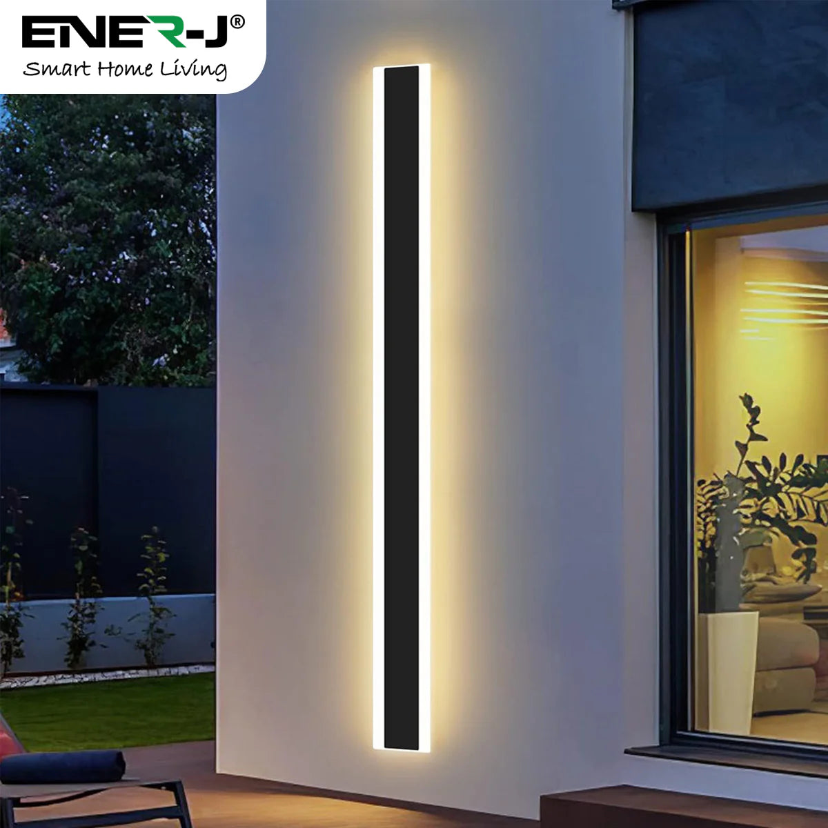 Ener-j T496 120 x 8 cms size Outdoor Acrylic Black Wall Lights, 24W Waterproof IP65 Warm White