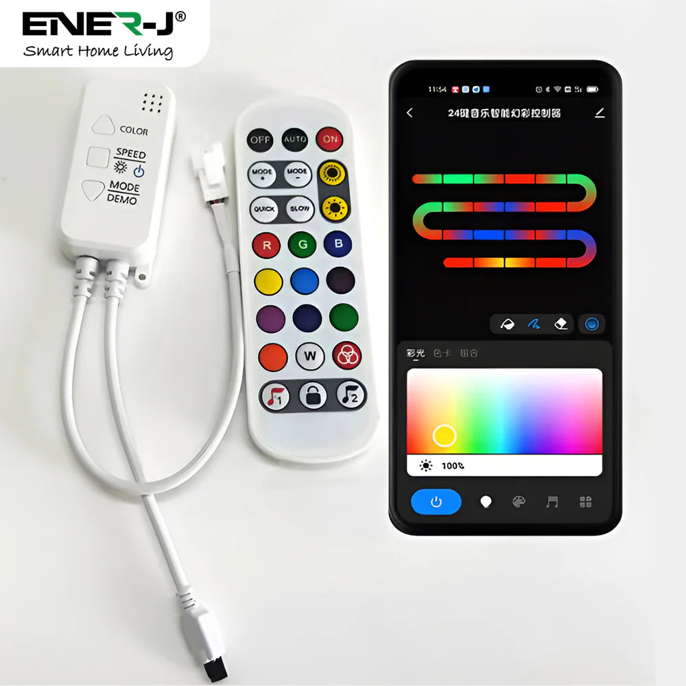 Ener-j T498 Smart Plug & Play Digital RGB COB LED Strip Light Kit 5 Metres 576 LEDs/M WiFi APP & Remote Control Works with Alexa & Google Assistant