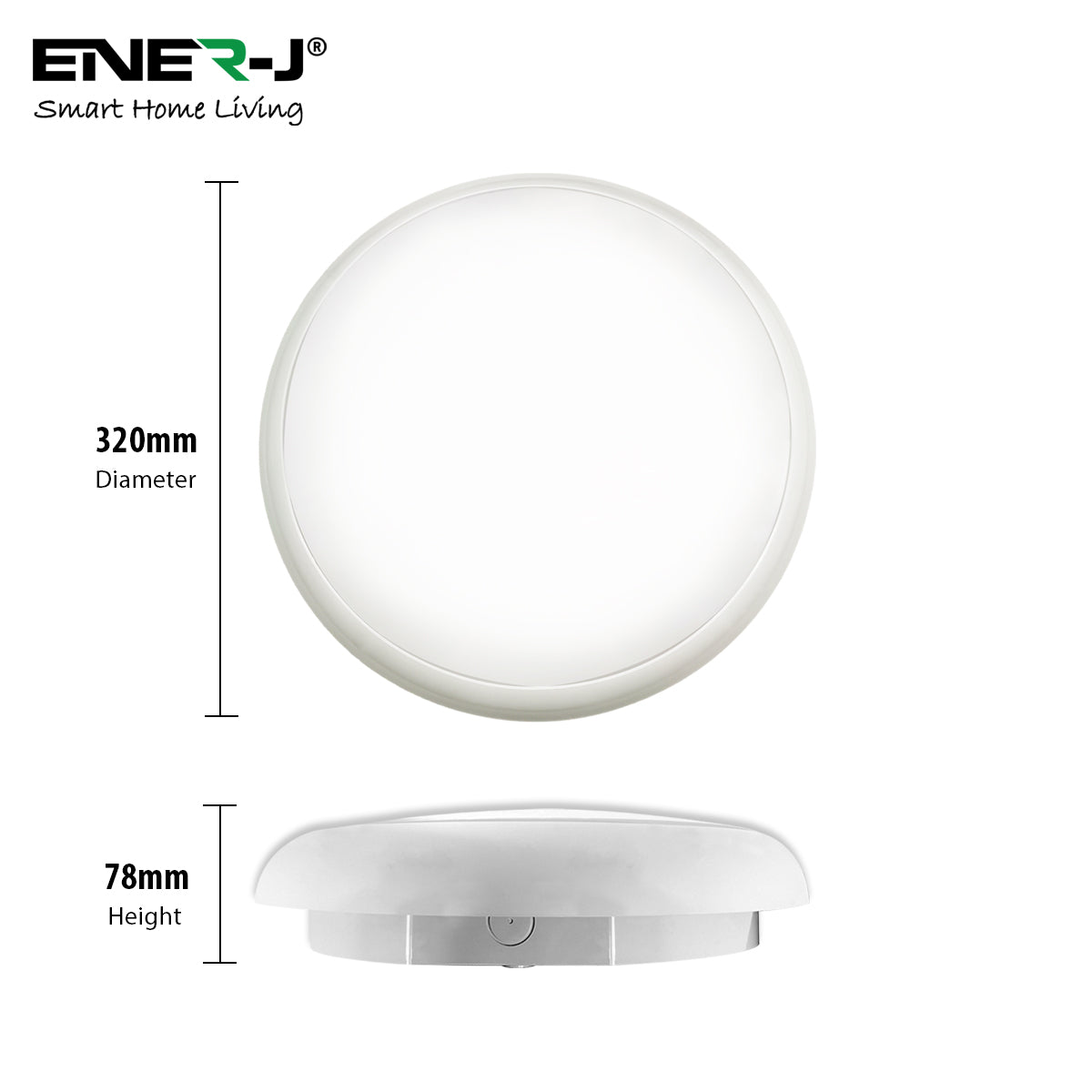 Ener-j T561 9 in 1 LED Bulkheads with Power Switchable (12W-15W-18W) and CCT Switchable, Size: 320mm, IP65 & IK10