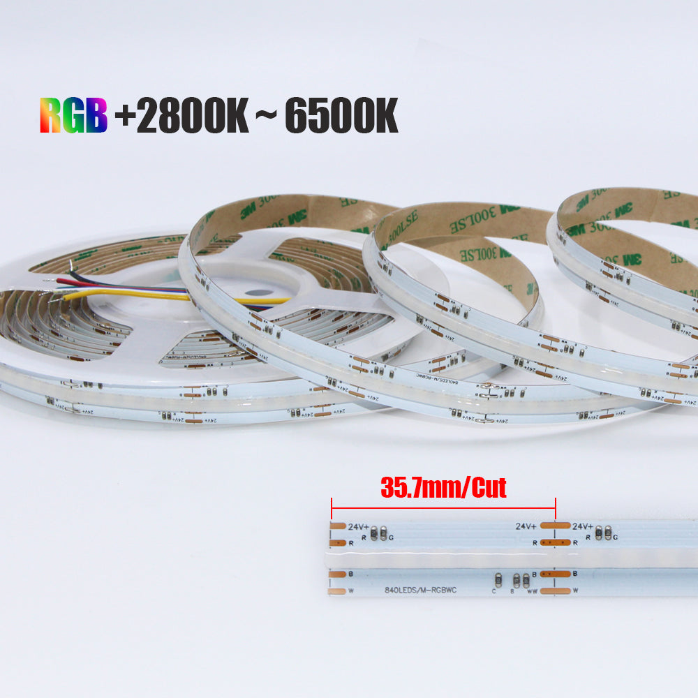 Ener-j T595 5 meters RGB+CCT LED COB Strip 24V, 840LEDS/M, 21W/M, IP20