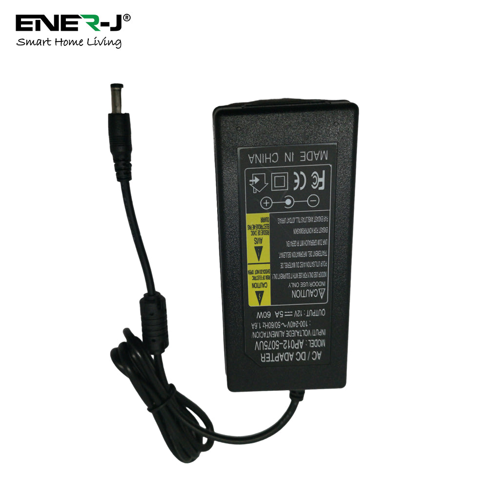 Ener-j T675 12V 5A 60W Plastic Power Supply Adapter, U.K. Plug