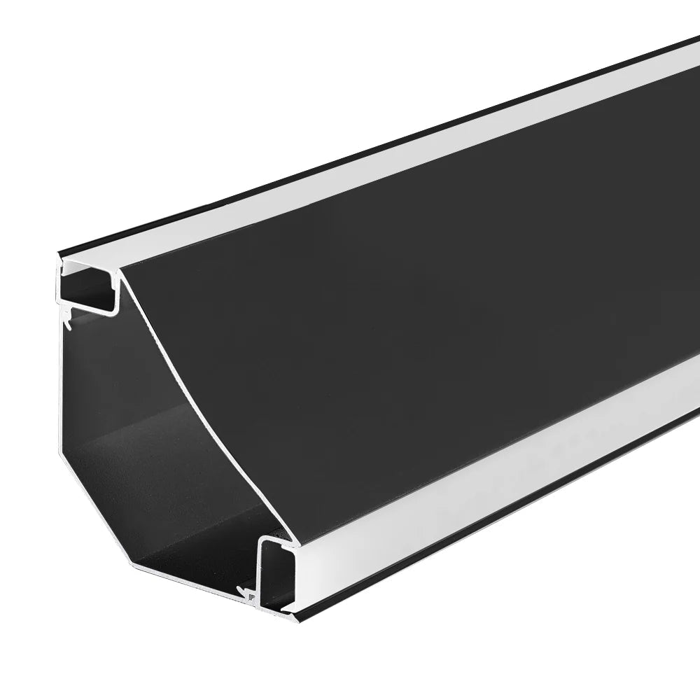 Ener-j T690 Gypsum LED Cove Light 45 Degree Corner Aluminum Profile- Black, 1 Metre Pack of 2