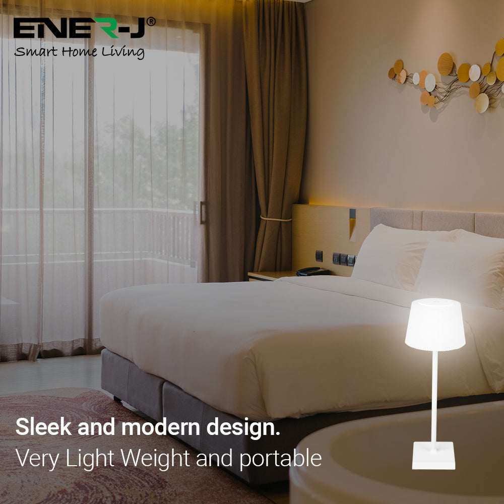 Ener-j T724 4W Wireless LED Table Lamp (White Housing) CCT & Dimming, IP44