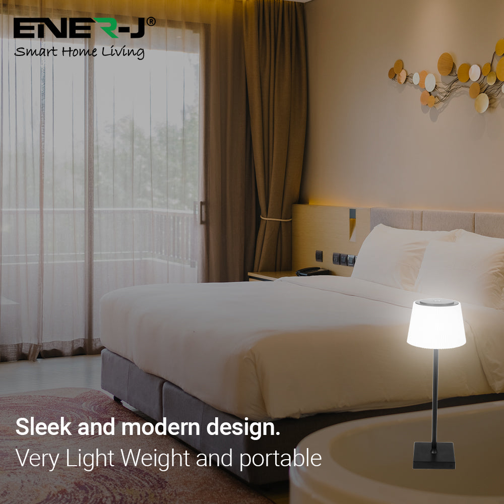 Ener-j T725 4W Wireless LED Table Lamp (Black Housing) CCT & Dimming, IP44