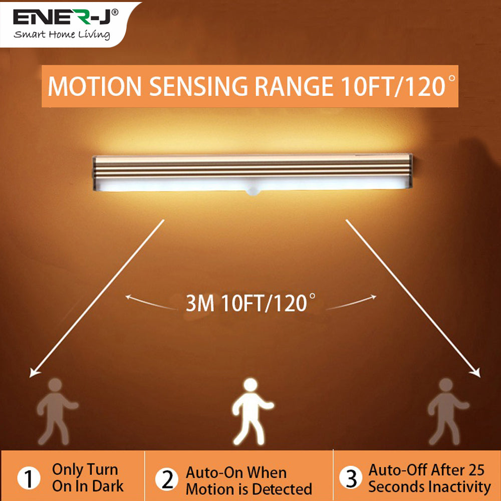 Ener-j T727-2 Rechargeable Sensor Cabinet Lights, Infrared + Light Sensor, 2W, 10 LEDs Pack of 2
