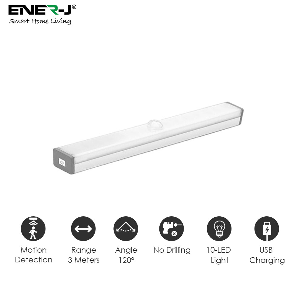 Ener-j T727-2 Rechargeable Sensor Cabinet Lights, Infrared + Light Sensor, 2W, 10 LEDs Pack of 2