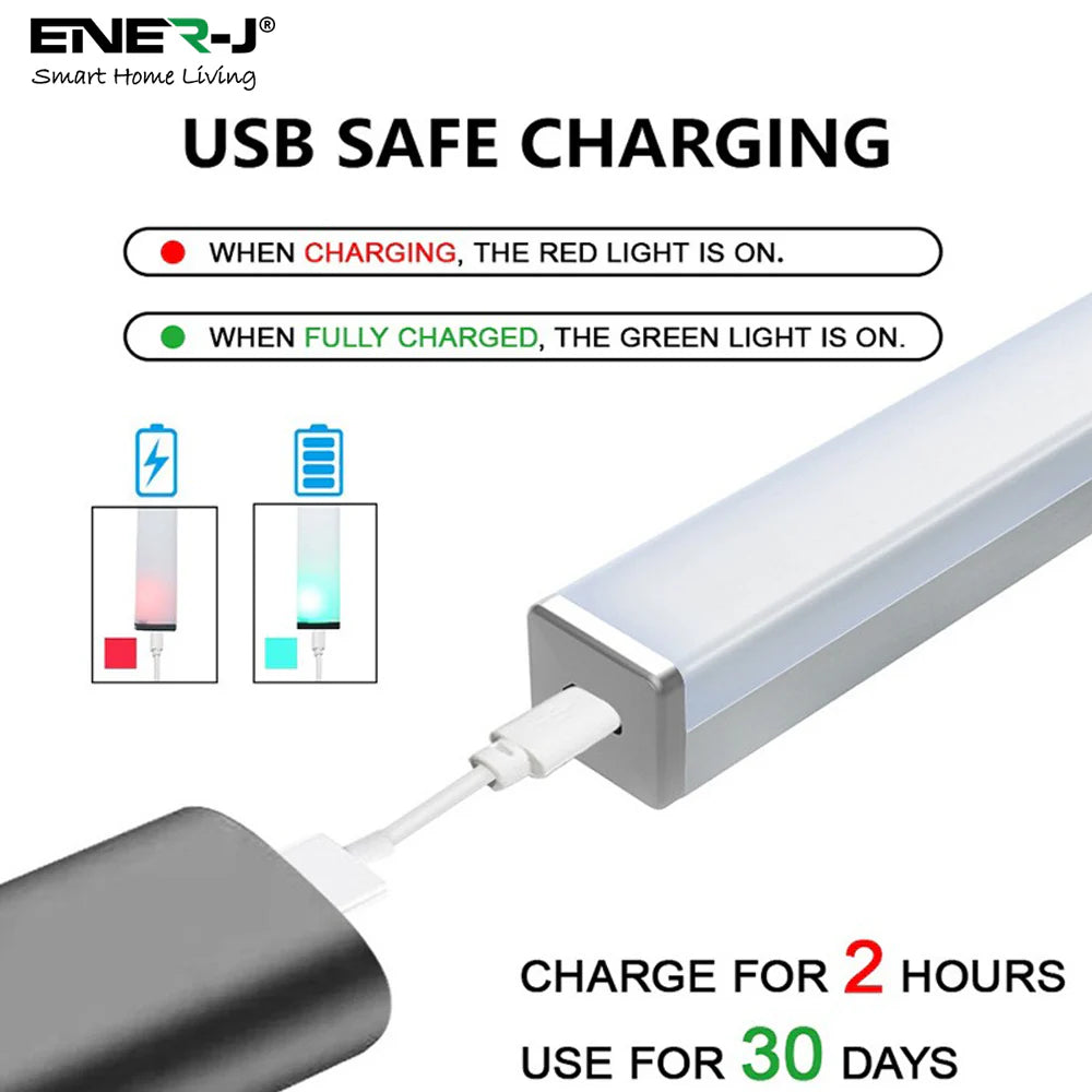Ener-j T727-2 Rechargeable Sensor Cabinet Lights, Infrared + Light Sensor, 2W, 10 LEDs Pack of 2