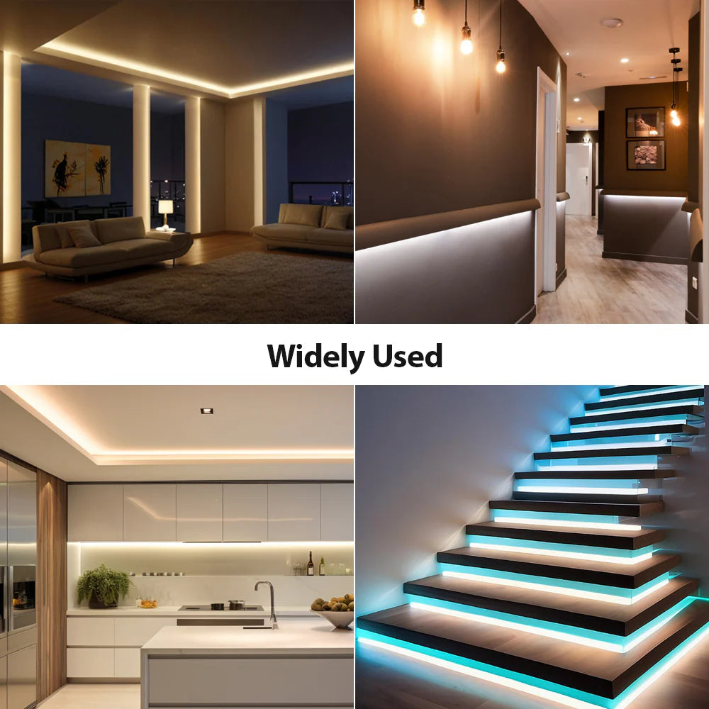 Ener-j T817 5 Meters Set of 24V Dotless COB Strip with 480 LEDs/M + Dimming Controller + UK Adapter Plug, 3000K