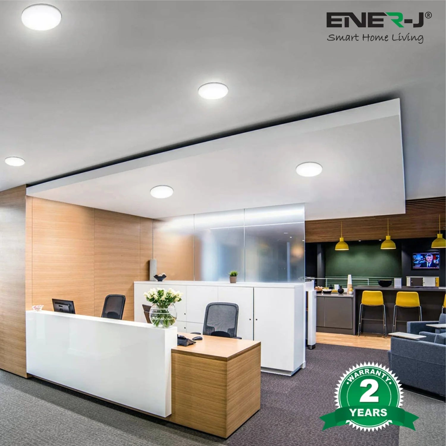 Ener-j T822 12W Frameless Recessed-Surface Super LED Panel, 105mm, Round, 6000K Pack of 2