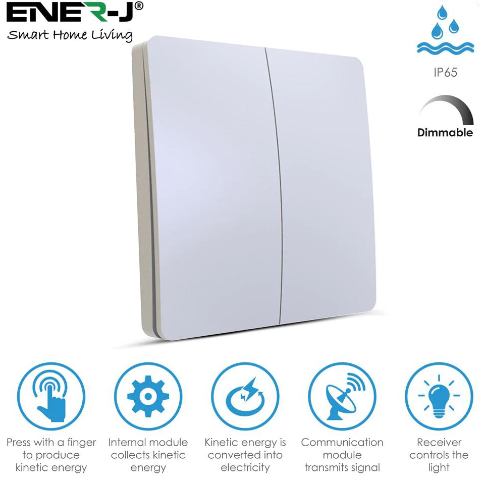 Enerj WS1025 2 Gang Wireless Kinetic Switch