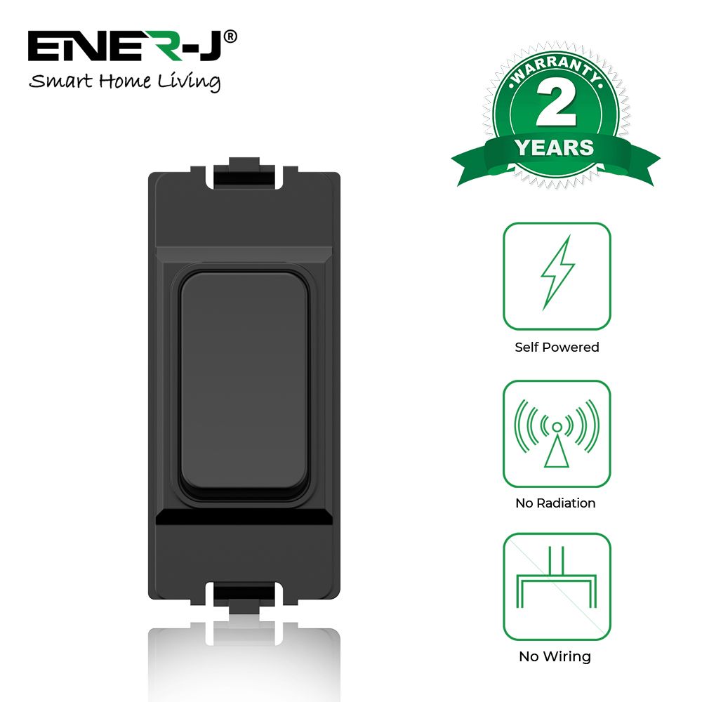 Enerj WS1070B Wireless Kinetic 1 Gang Switch MK Logic Style Black