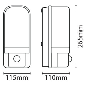 Eterna BLEDPIRBK 7W LED Bulkhead with PIR Black