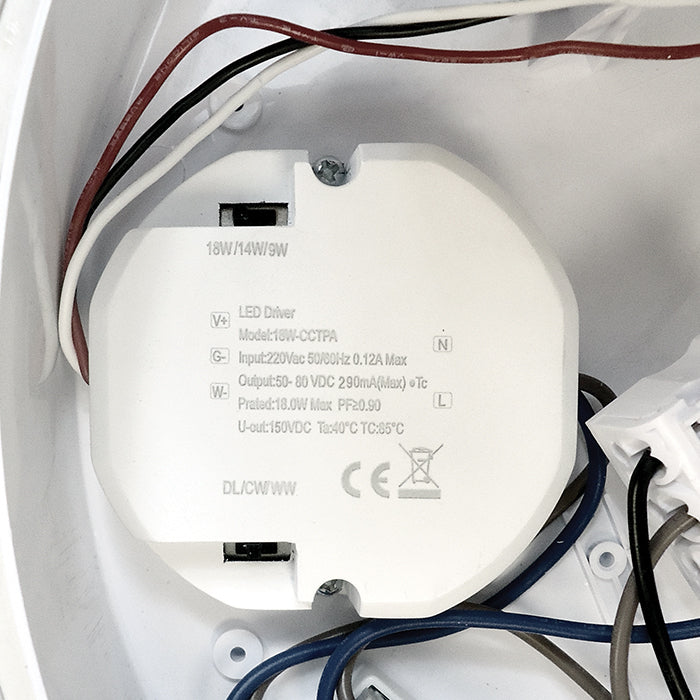 Eterna CHA18SD Power and CT Selectable Ceiling/Wall Light w/ Step-Dim Microwave White