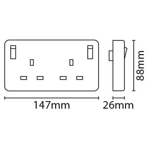 Eterna CONVERT2 Converter Socket 1 to 2 Gang White