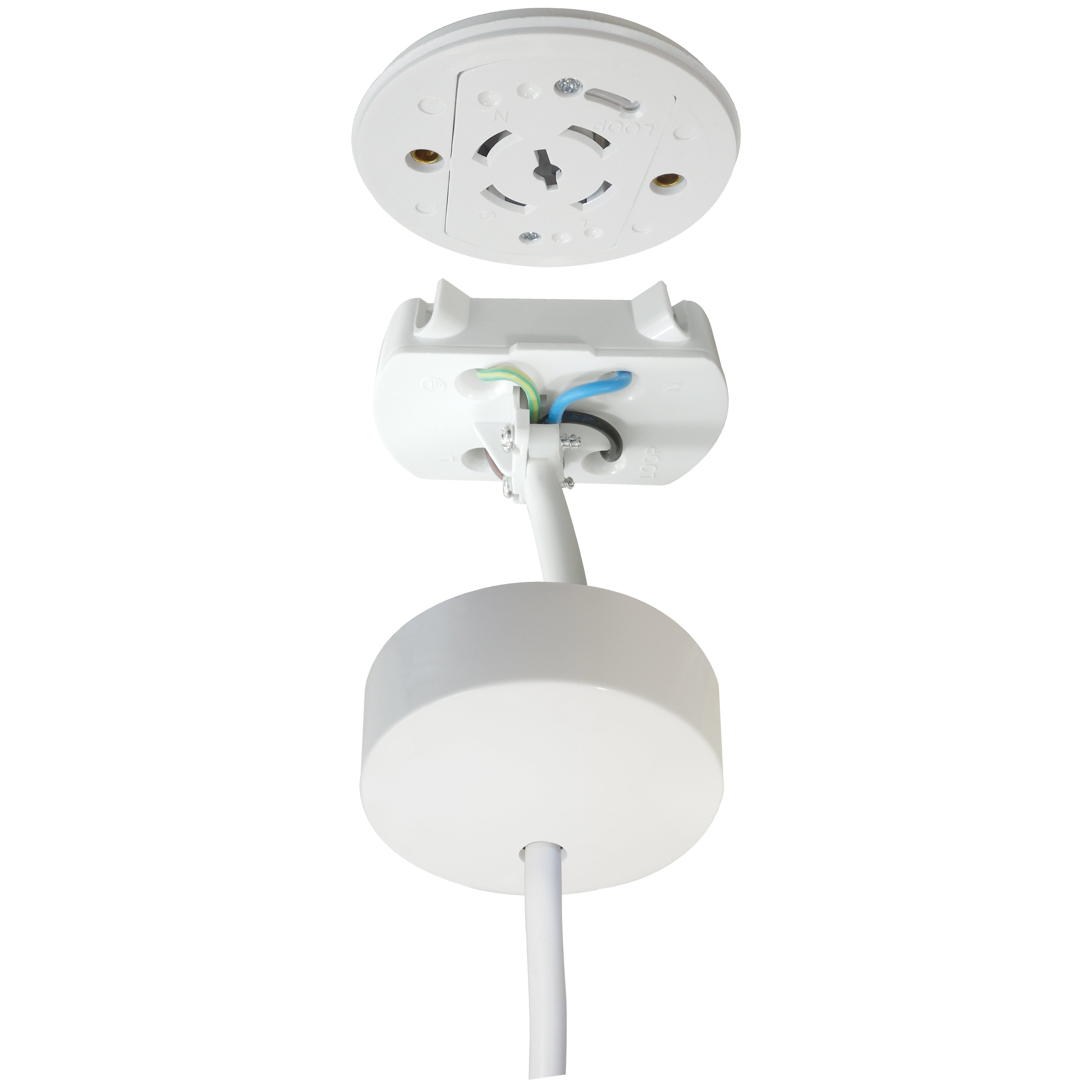 Eterna CR10PW Plug In Ceiling Rose - Prewired 2mtr 4 Core Flex White