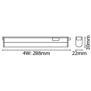 Eterna LINKCS4 4W Colour Selectable LED Linkable Linear Light Fitting White