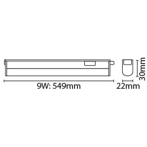 Eterna LINKCS9 9W Colour Selectable LED Linkable Linear Light Fitting White