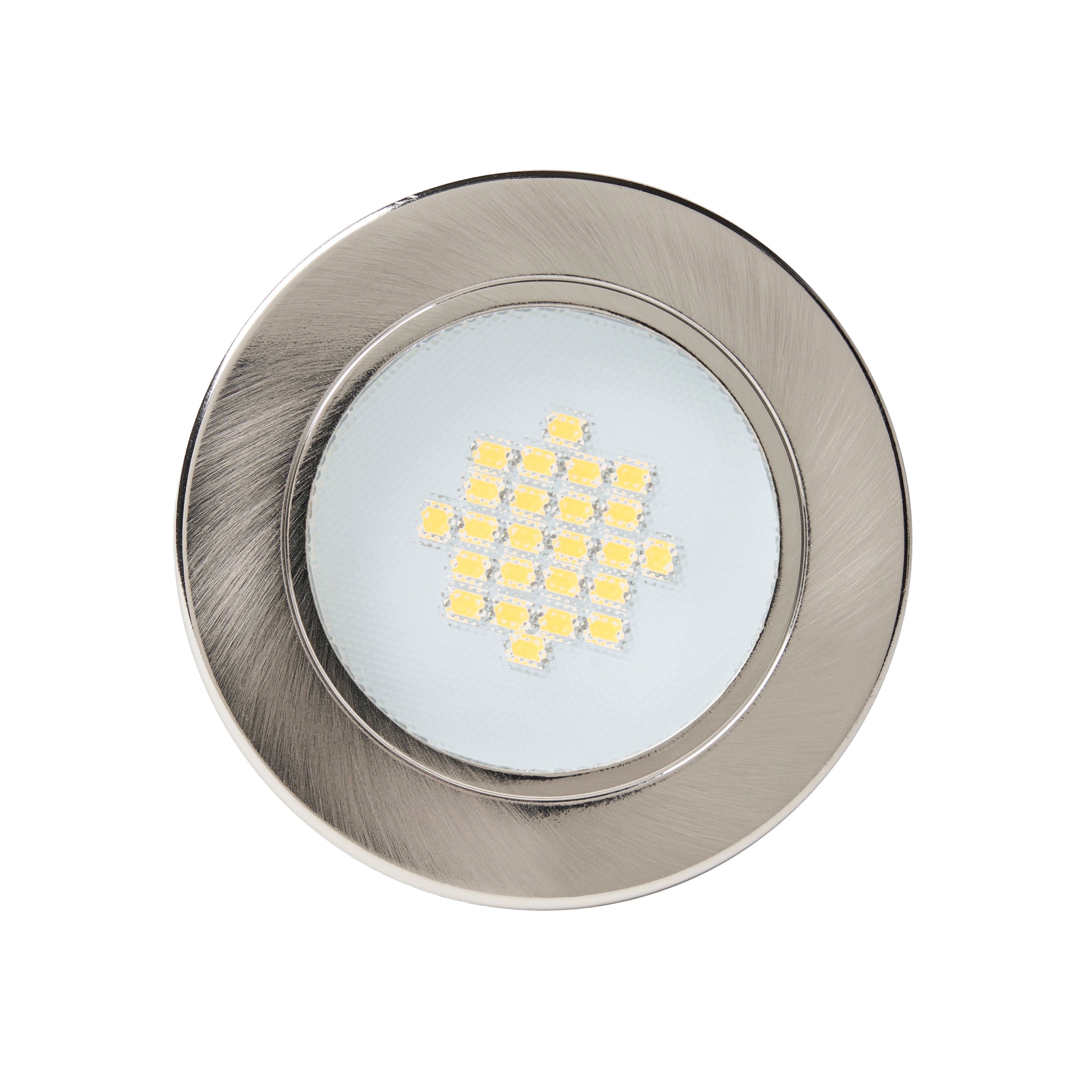 Forum CUL-21624 Pozza Circular Recessed Natural White Under Kitchen Cabinet Light - Satin Nickel