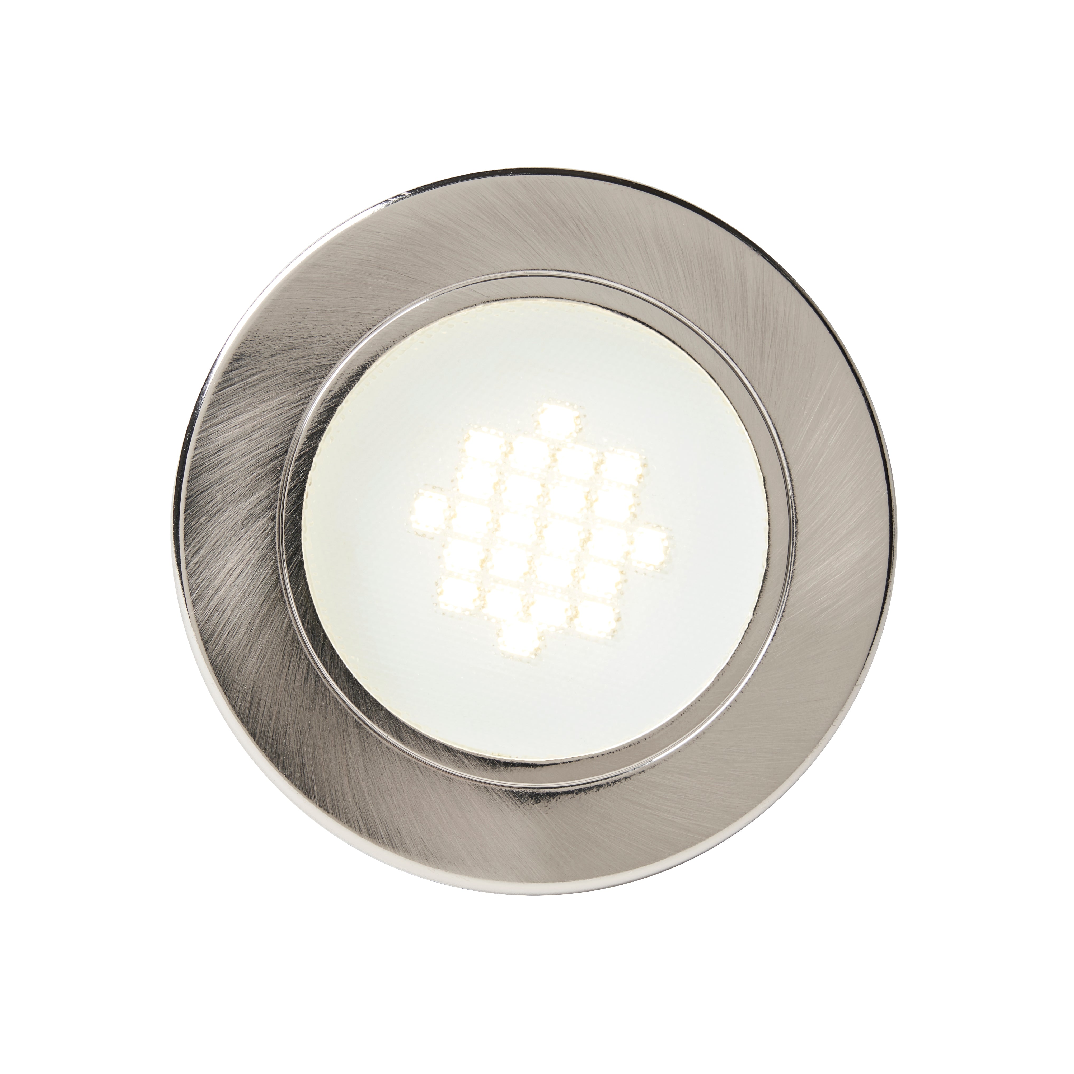 Forum CUL-21624 Pozza Circular Recessed Natural White Under Kitchen Cabinet Light - Satin Nickel