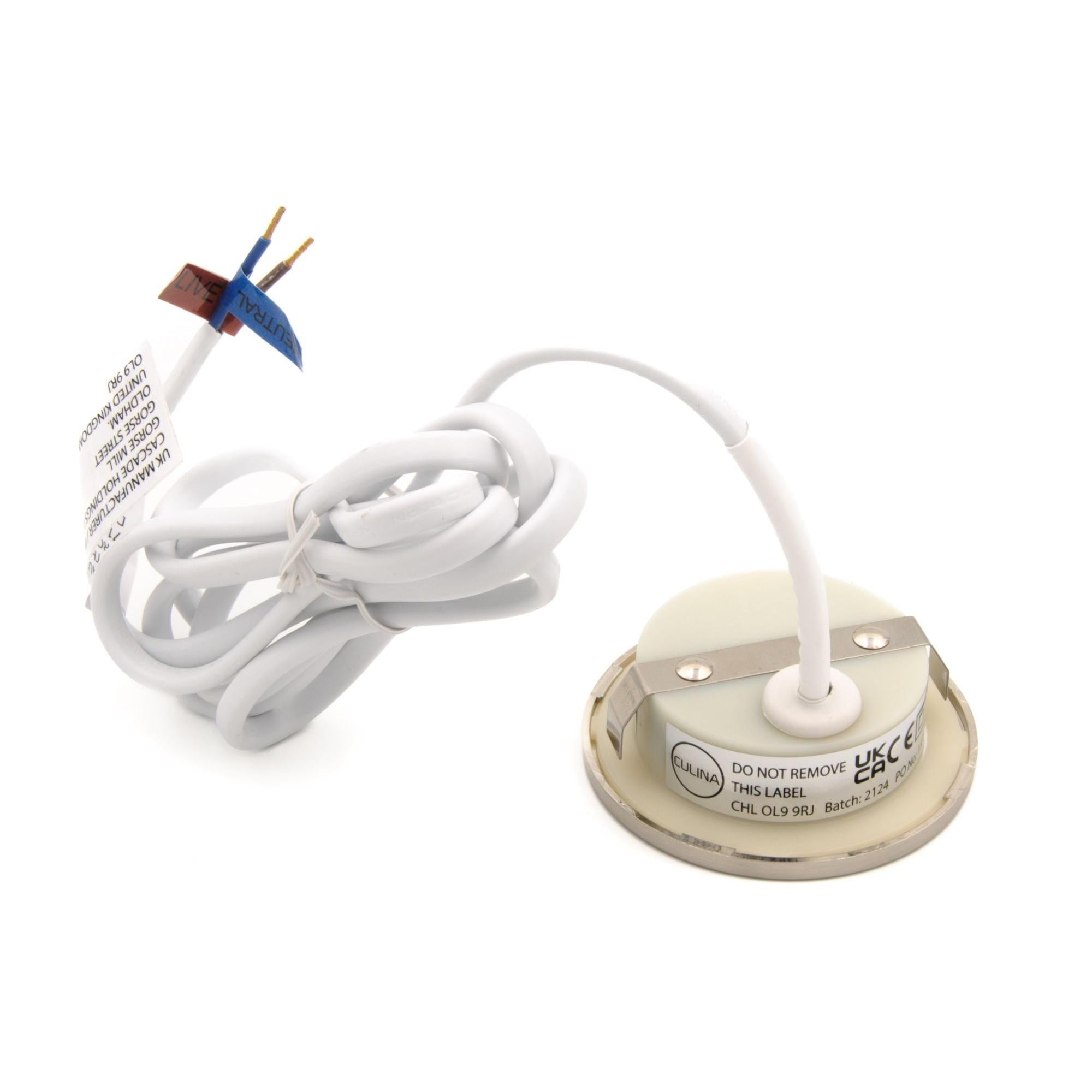 Forum CUL-25317 Pozza Circular Recessed Warm White Under Kitchen Cabinet Light - Satin Nickel