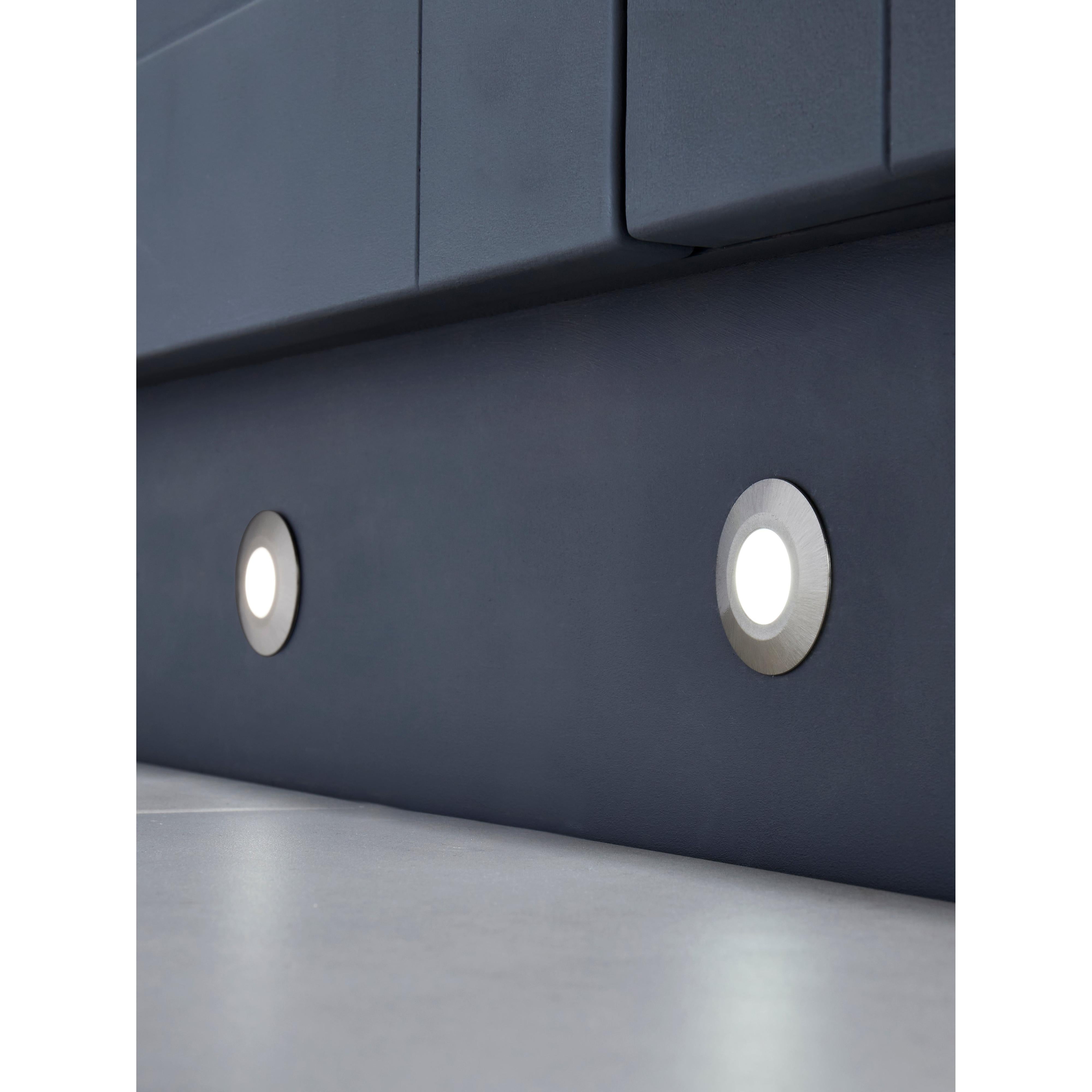 Forum CUL-26465 Ohio Circular Recessed Cool Kitchen Plinth and Outdoor Decking Light - Brushed Steel