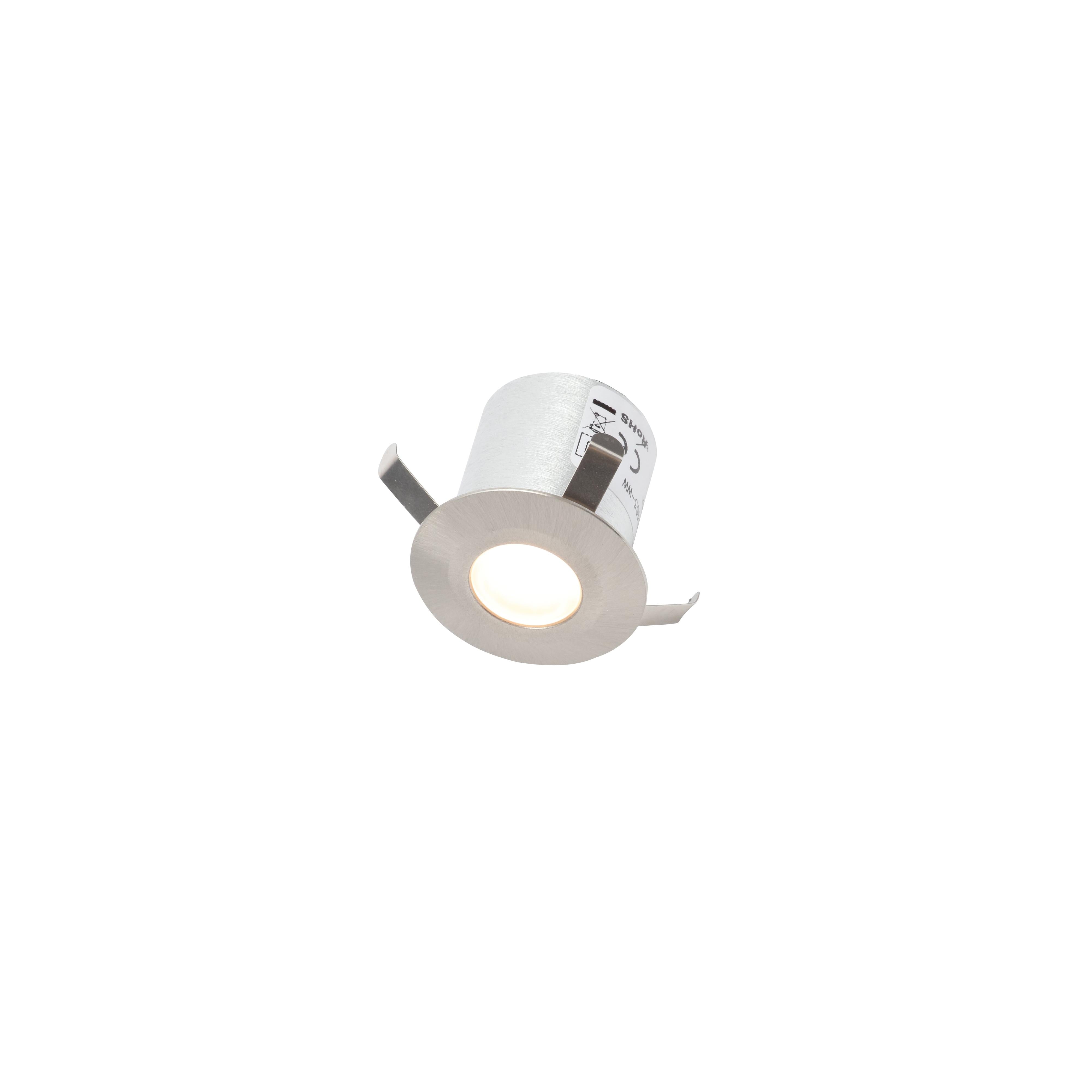 Forum CUL-26465-WW Ohio Circular Recessed Warm Kitchen Plinth and Outdoor Decking Light - Brushed Steel