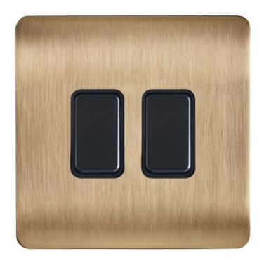 Forum CUL-44842 Kinetic Plated 2 Gang Grid Switch Satin Brass (Plate Only)