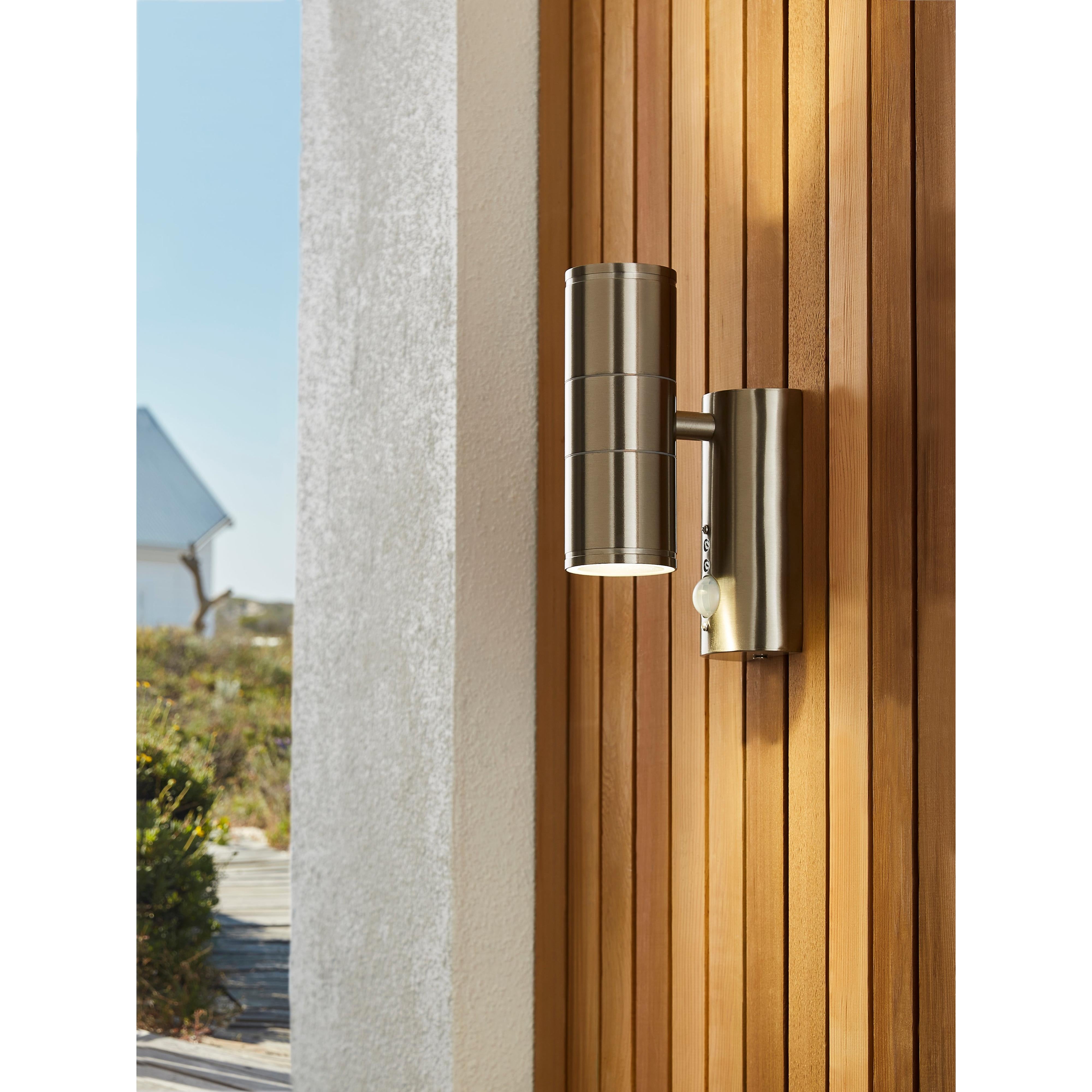 Forum CZ-29319-SST Islay Up and Down Outdoor Wall Light with PIR Sensor, Stainless Steel