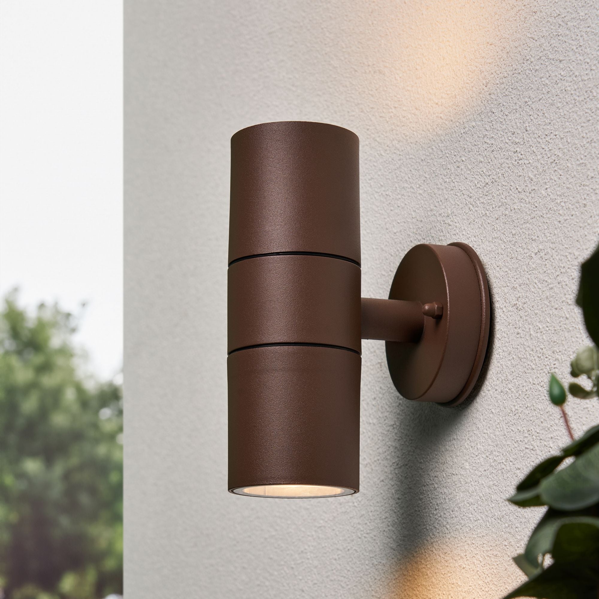 Forum CZ-37502-RUST Arbo Outdoor Up & Down Wall Light with Tempered Glass, Rust