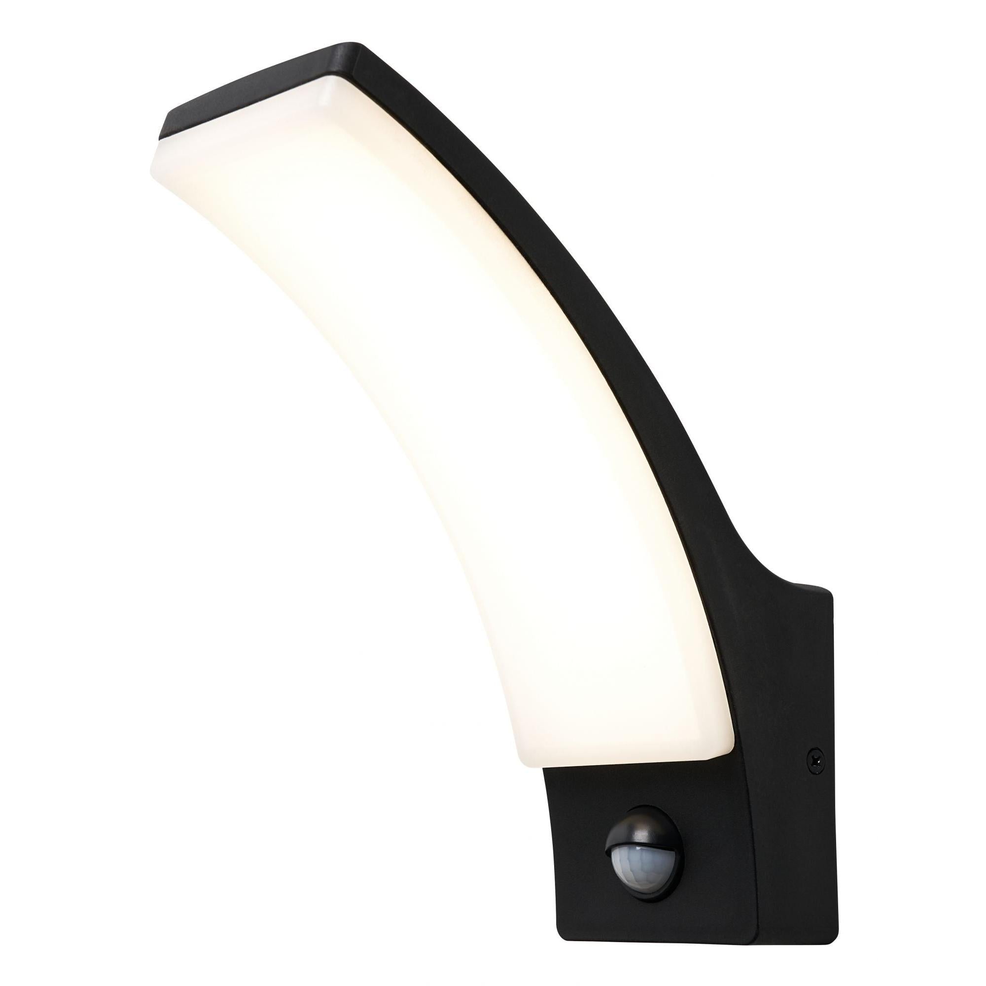 Forum CZ-44226-BLK Batsu 12 Watt Curved Outdoor Wall Light with PIR - Black