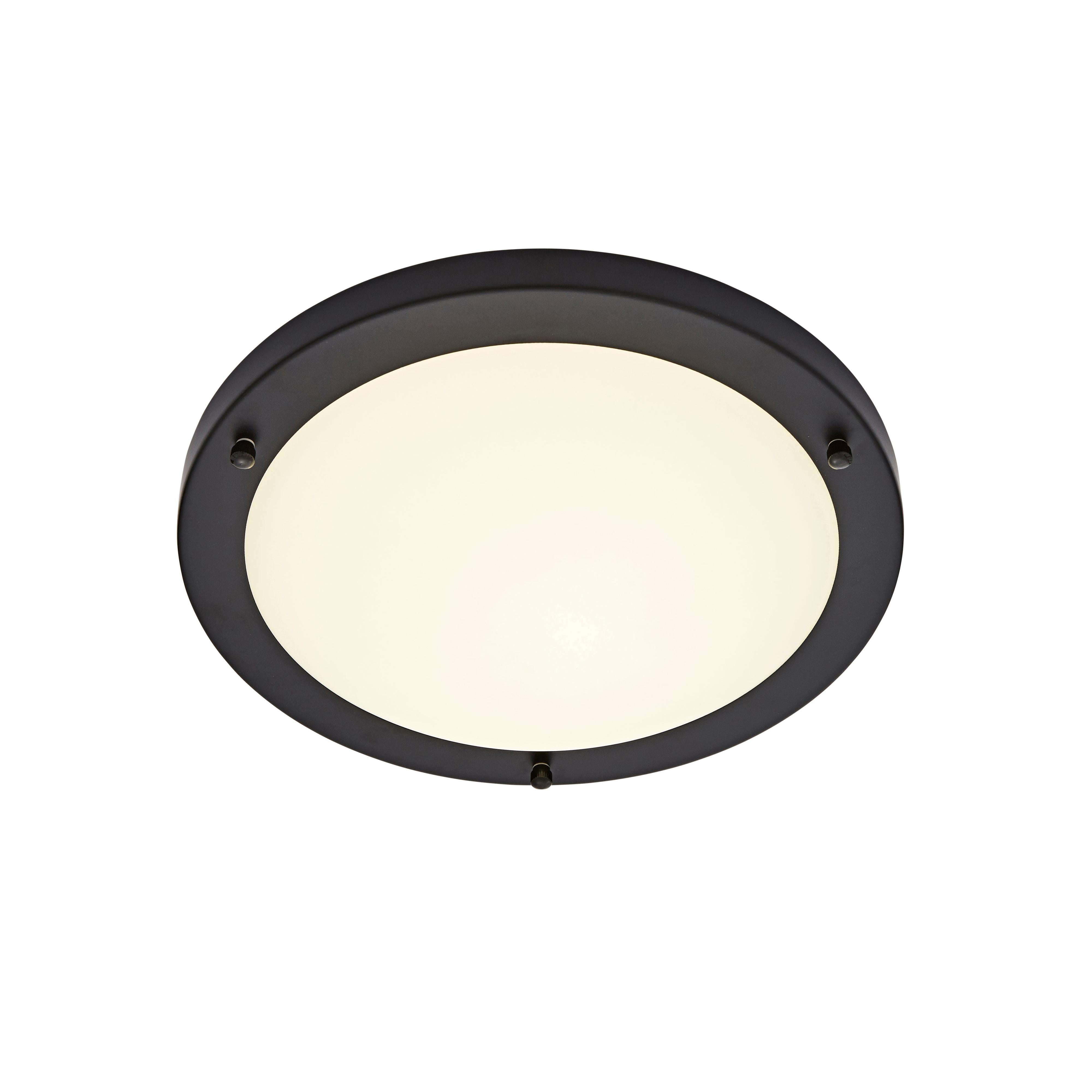 Forum SPA-34050-SBLK Delphi Large Flush Bathroom Ceiling Light - Satin Black
