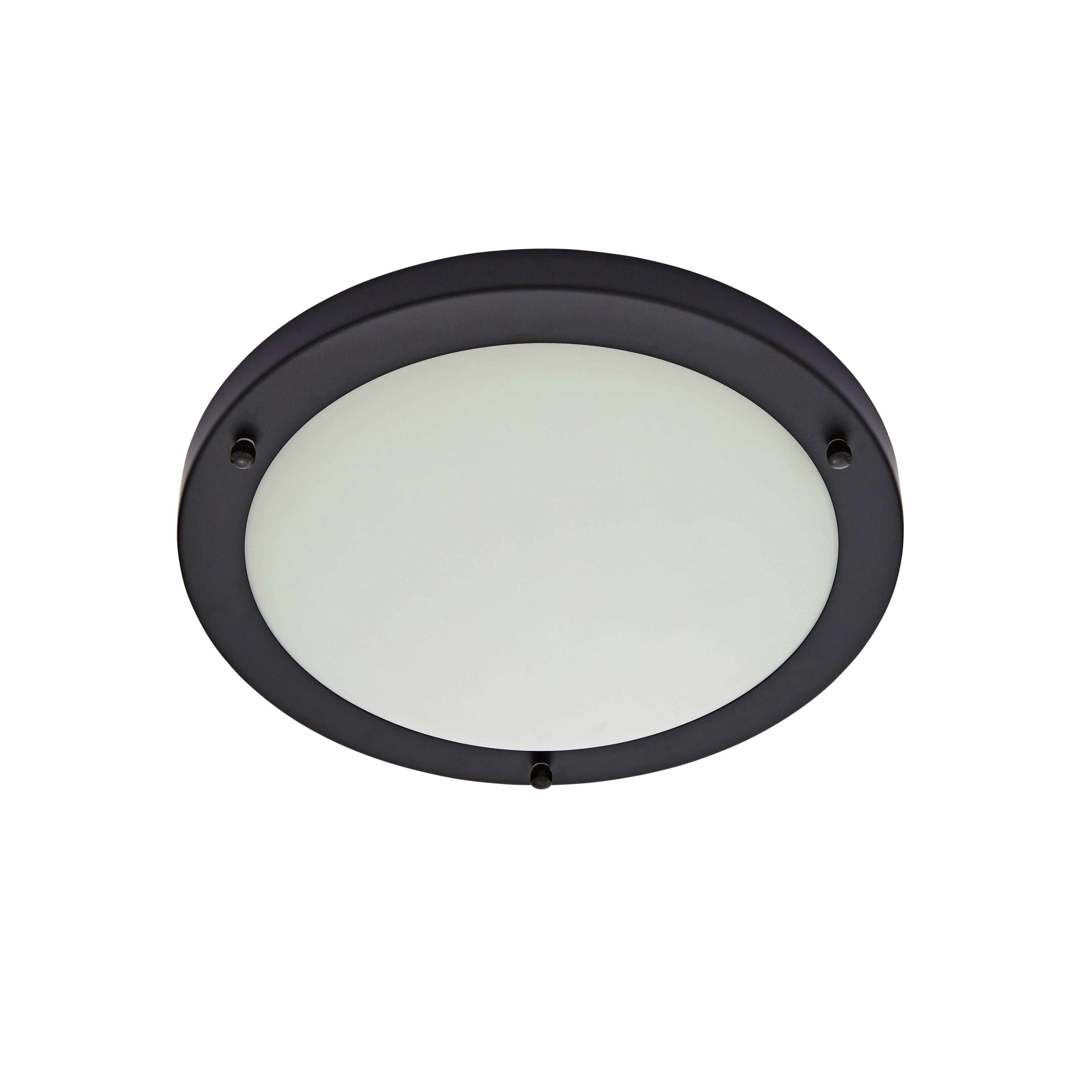 Forum SPA-34050-SBLK Delphi Large Flush Bathroom Ceiling Light - Satin Black