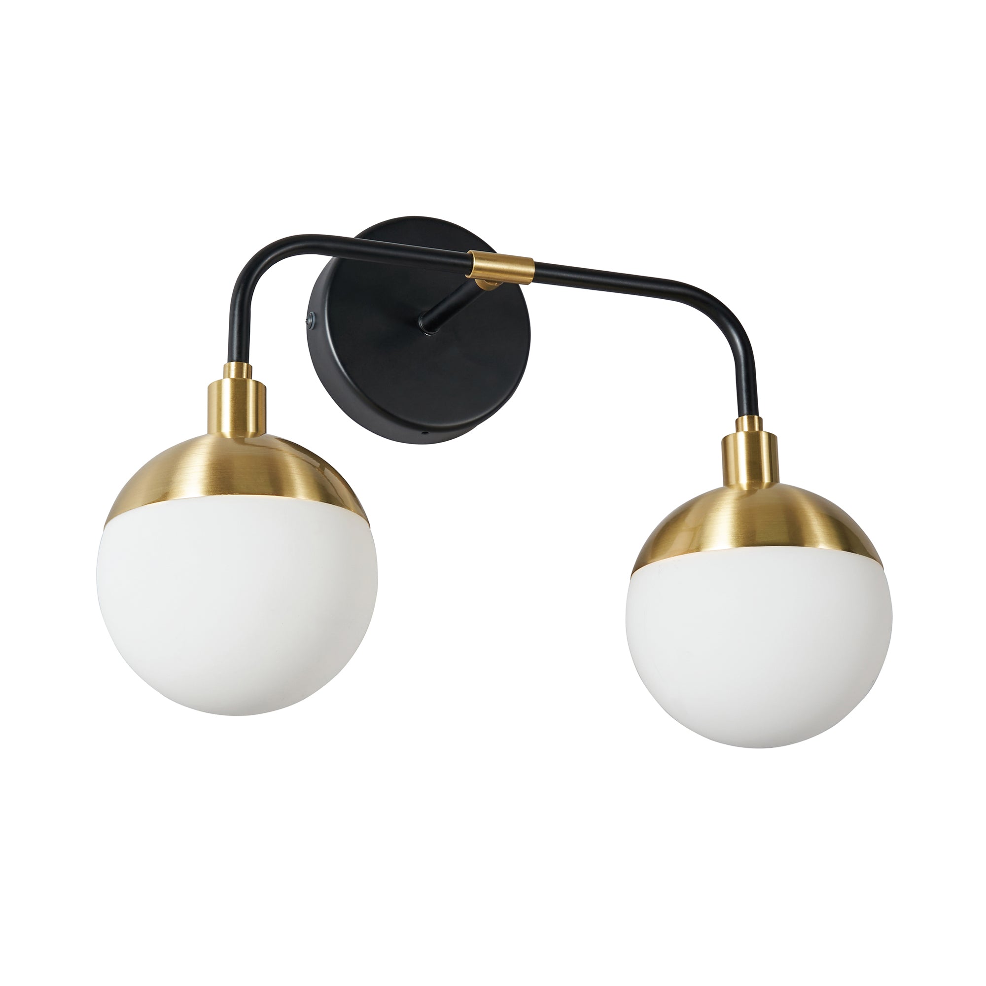 Forum SPA-35812-BLK Lille 2 Light Bathroom Wall Light, Black and Brass