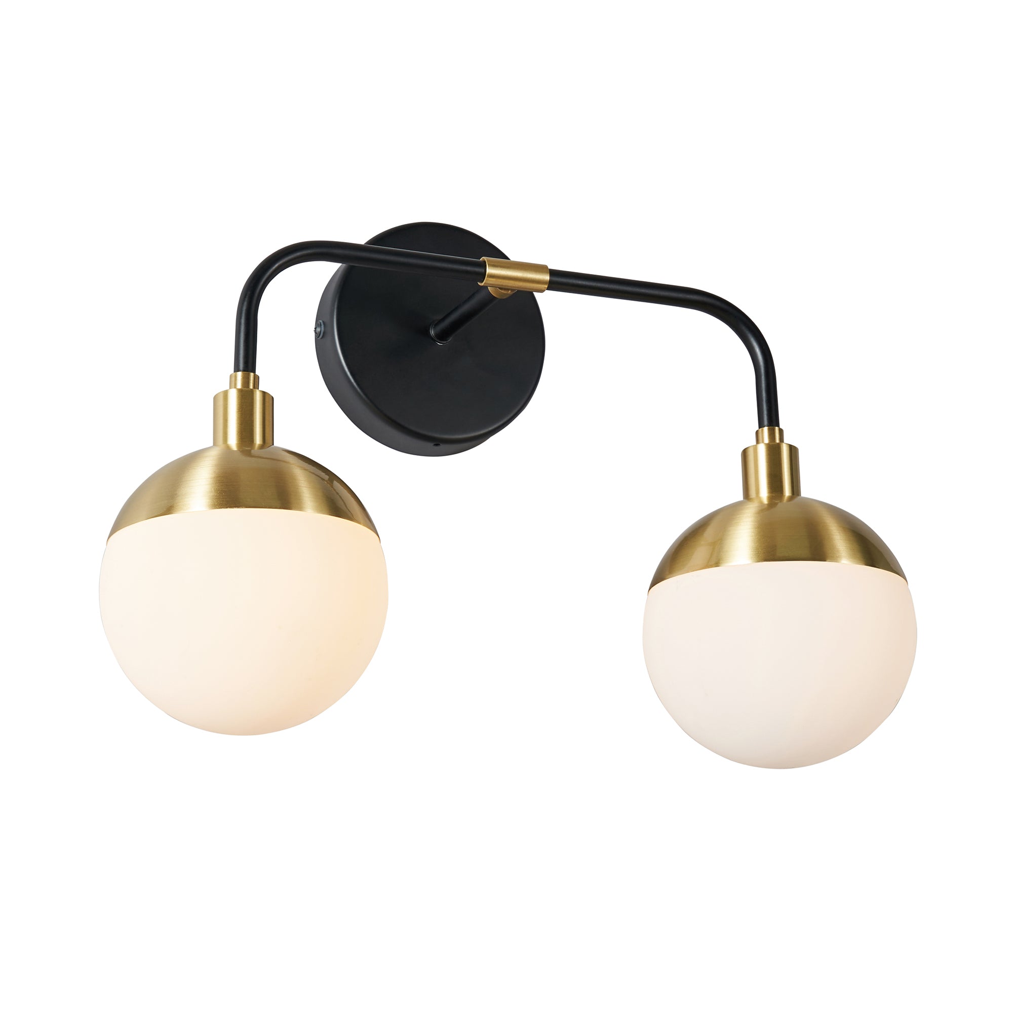 Forum SPA-35812-BLK Lille 2 Light Bathroom Wall Light, Black and Brass