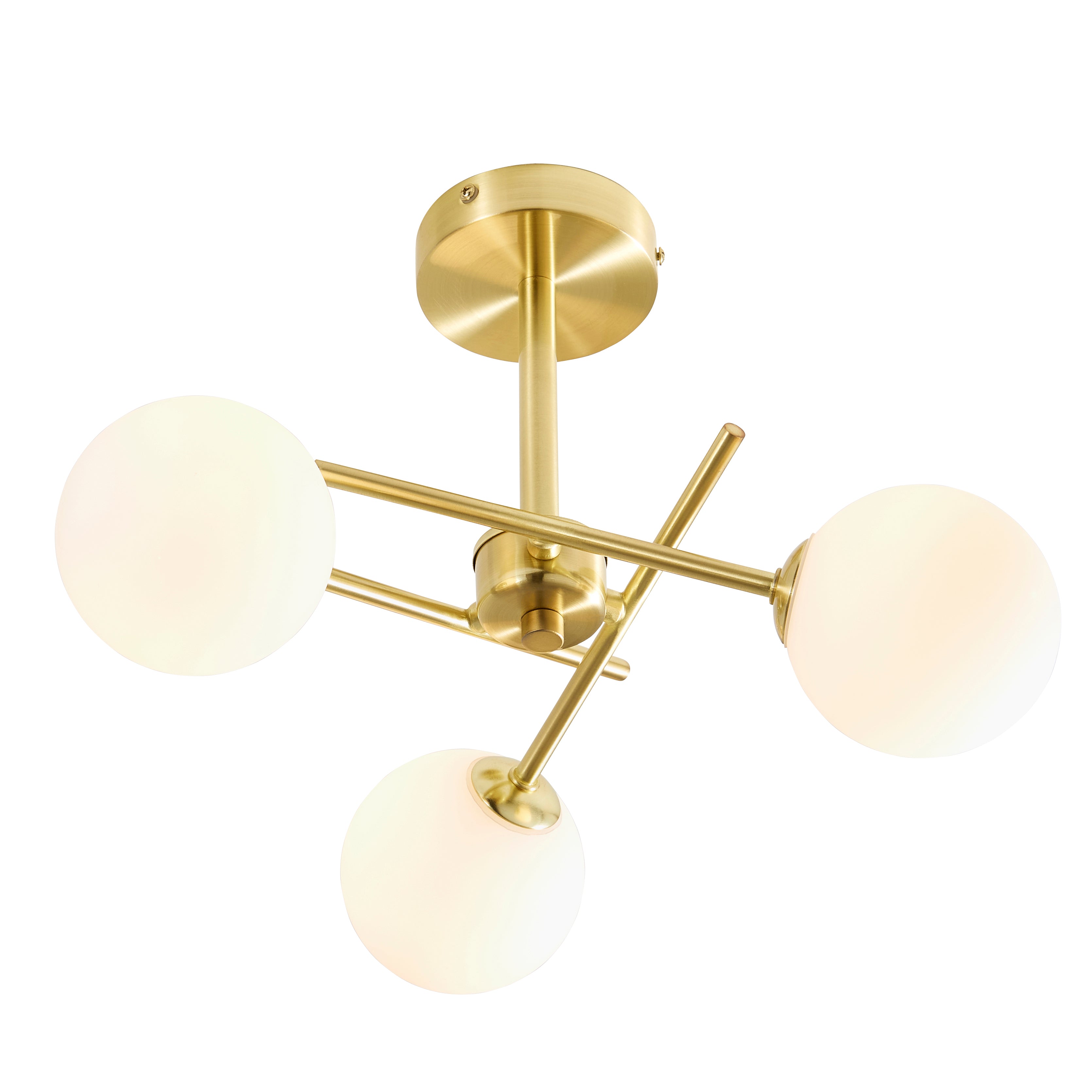 Forum SPA-35836-SBRS Lindos Bathroom Cross Arm Semi Flush Ceiling Light, Satin Brass