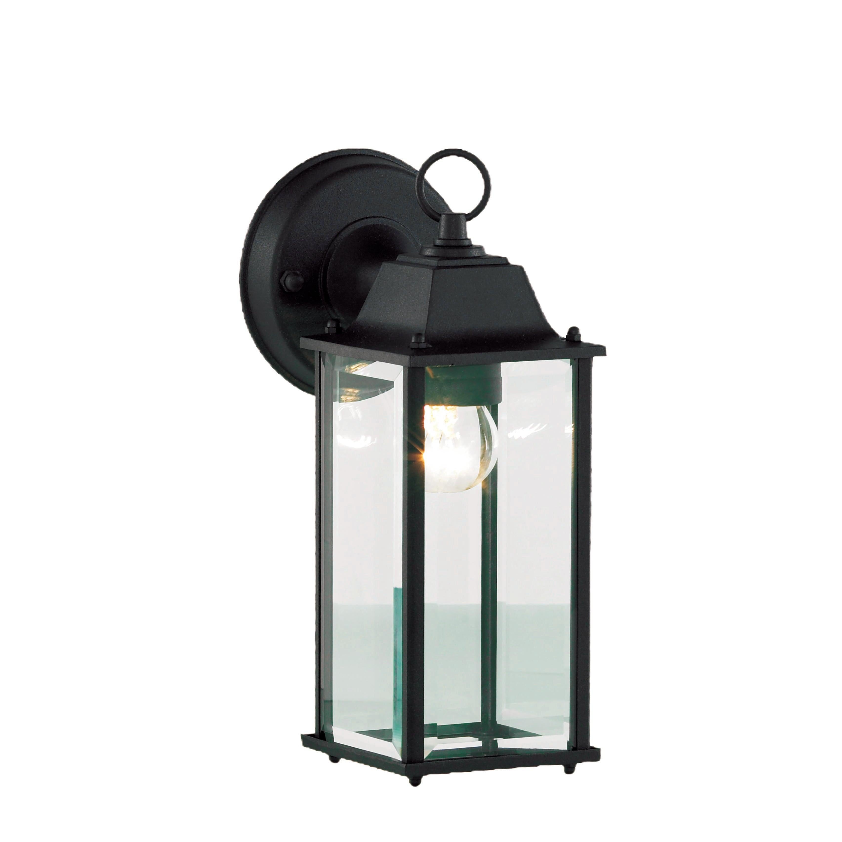 Forum ZN-20955-BLK Ceres Outdoor Lantern Bevelled Glass Wall Light - Black