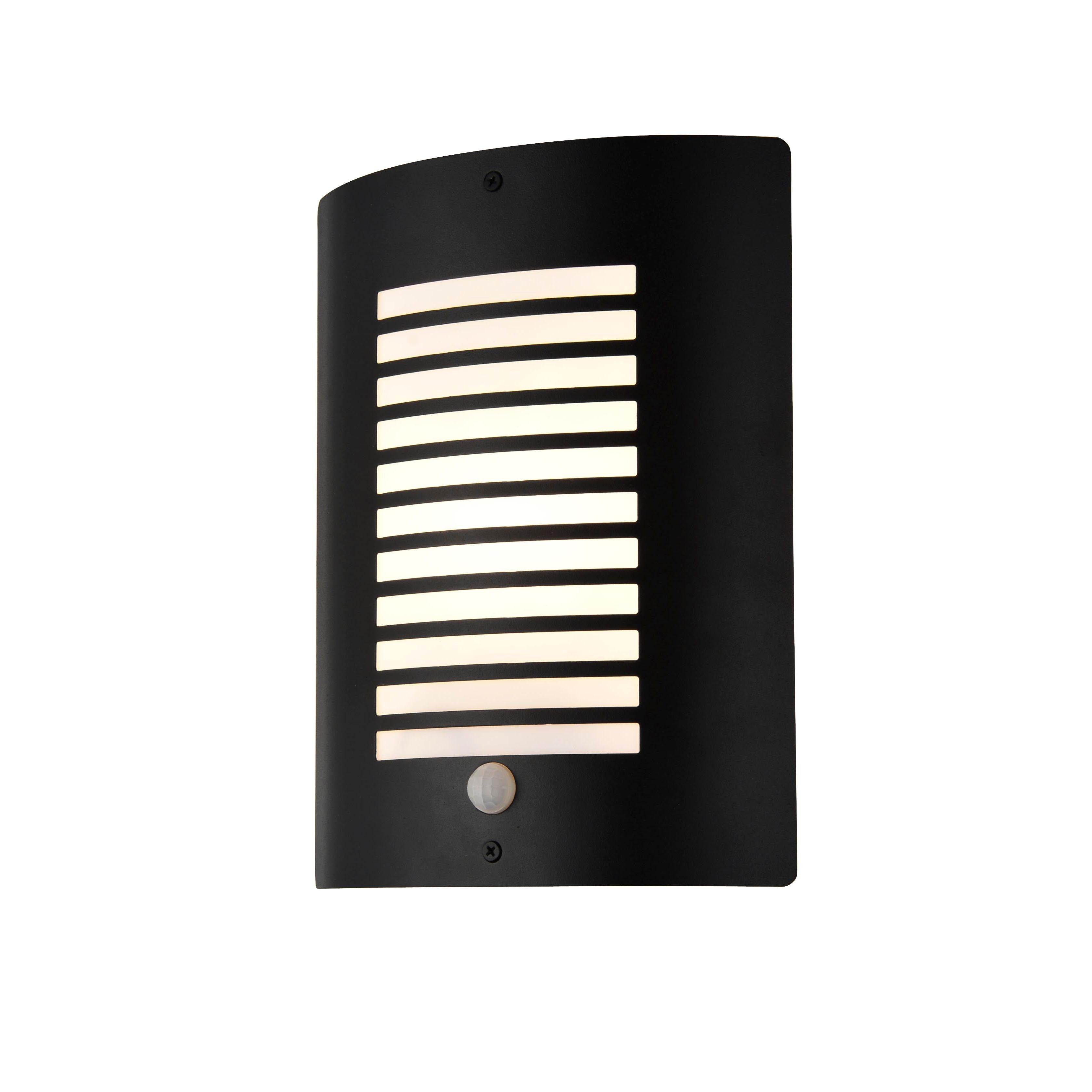 Forum ZN-28708-BLK Sigma Panel Slatted Wall Lantern With PIR, Black