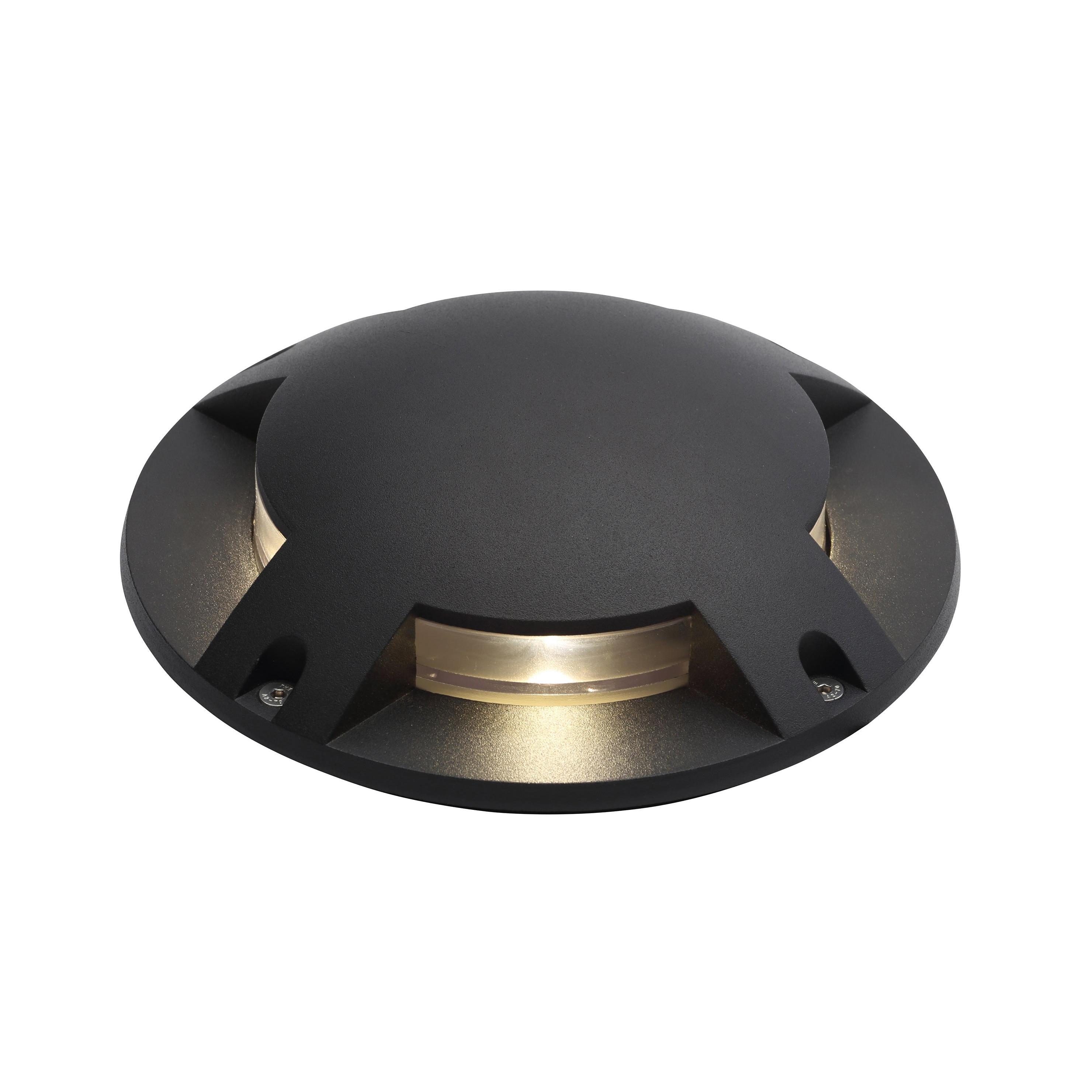 Forum ZN-29997-BLK Scout Single 4 Way Outdoor Surface Mount Drive Over and Spike Ground Light - Black