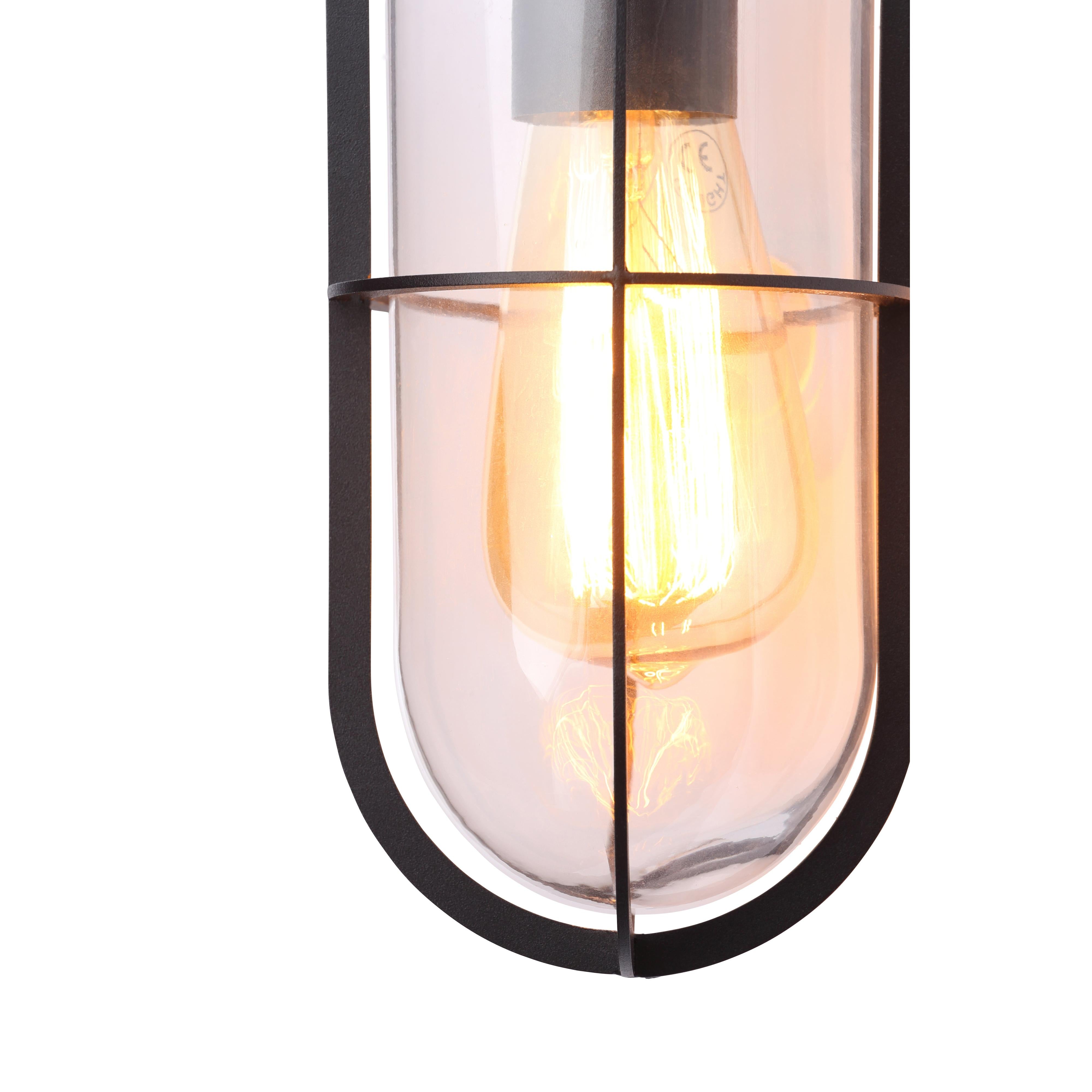 Forum ZN-31807-TBLK Woking Outdoor Industrial Style Caged Wall Light, Black