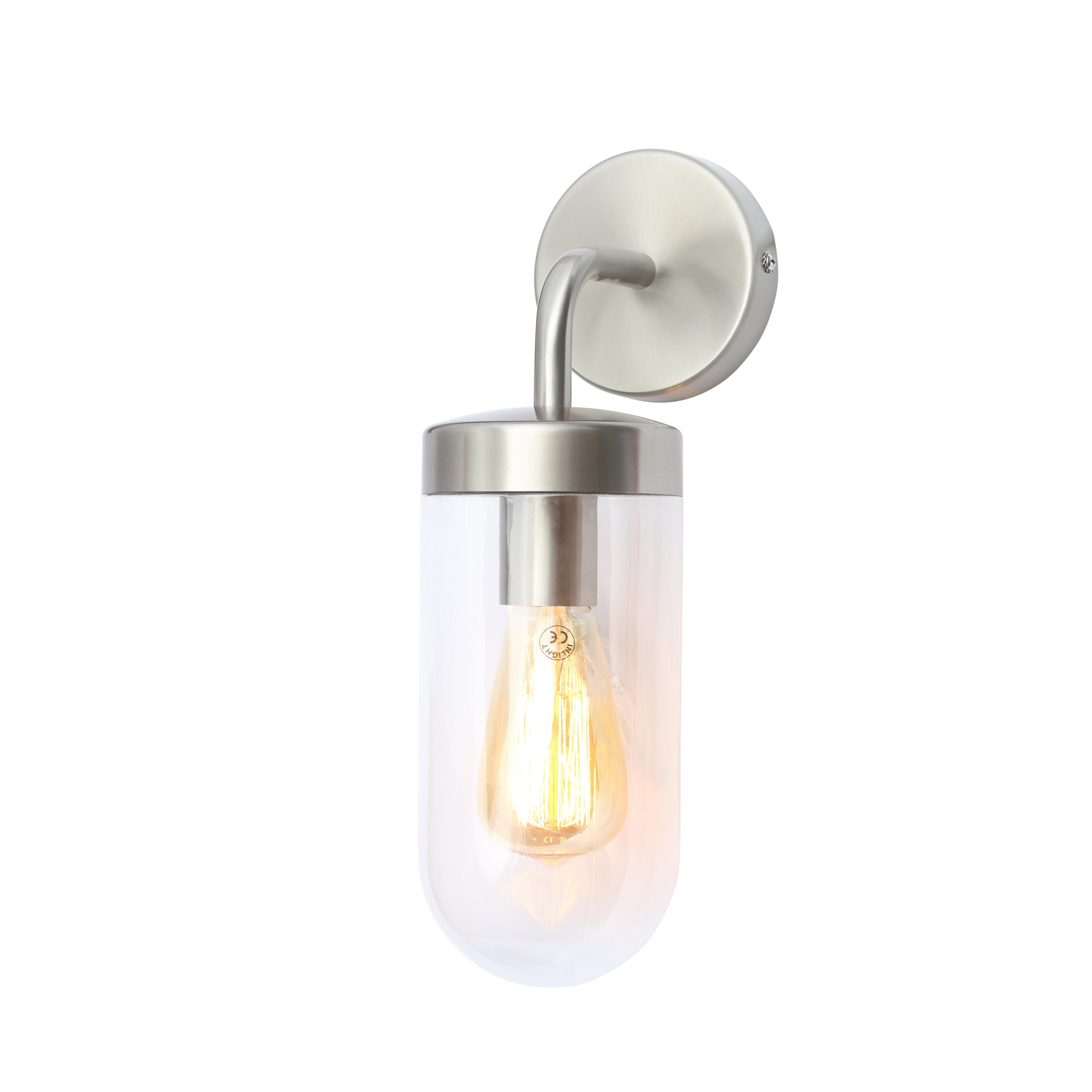 Forum ZN-31809-SST Kew Outdoor Industrial Style Curved Arm Wall Light - Stainless Steel