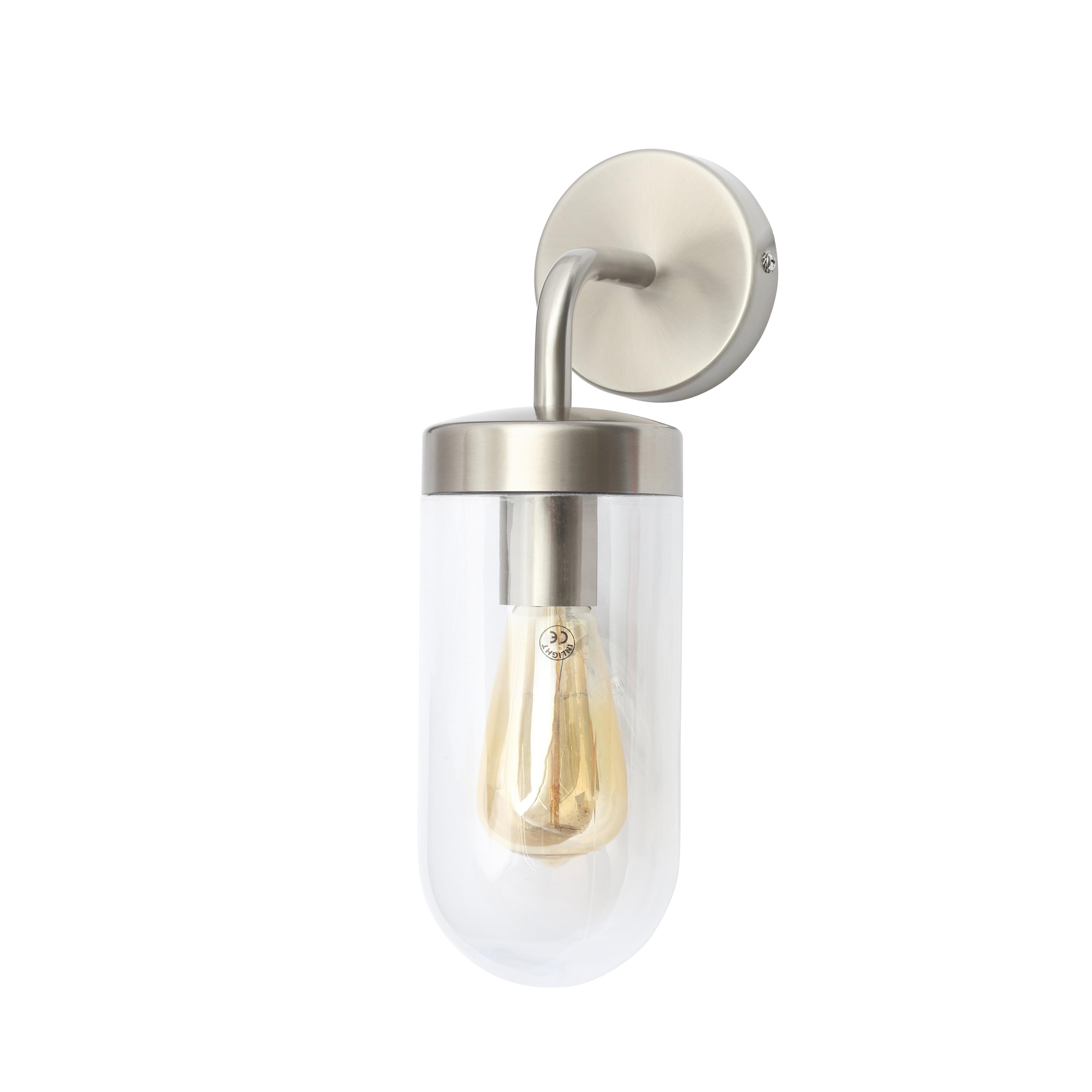 Forum ZN-31809-SST Kew Outdoor Industrial Style Curved Arm Wall Light - Stainless Steel