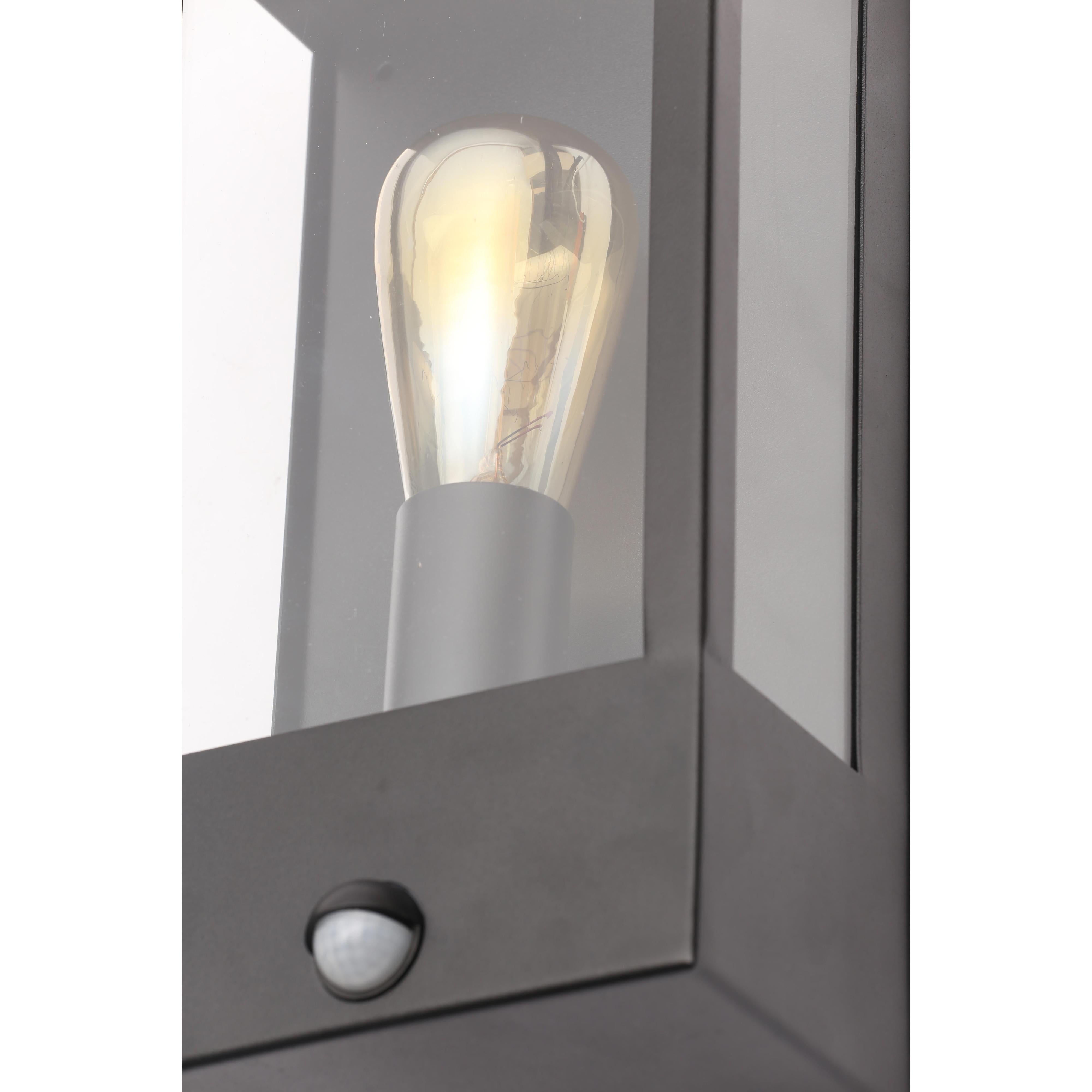 Forum ZN-32070-BLK Minerva Outdoor Wall Light with PIR Sensor, Anthracite