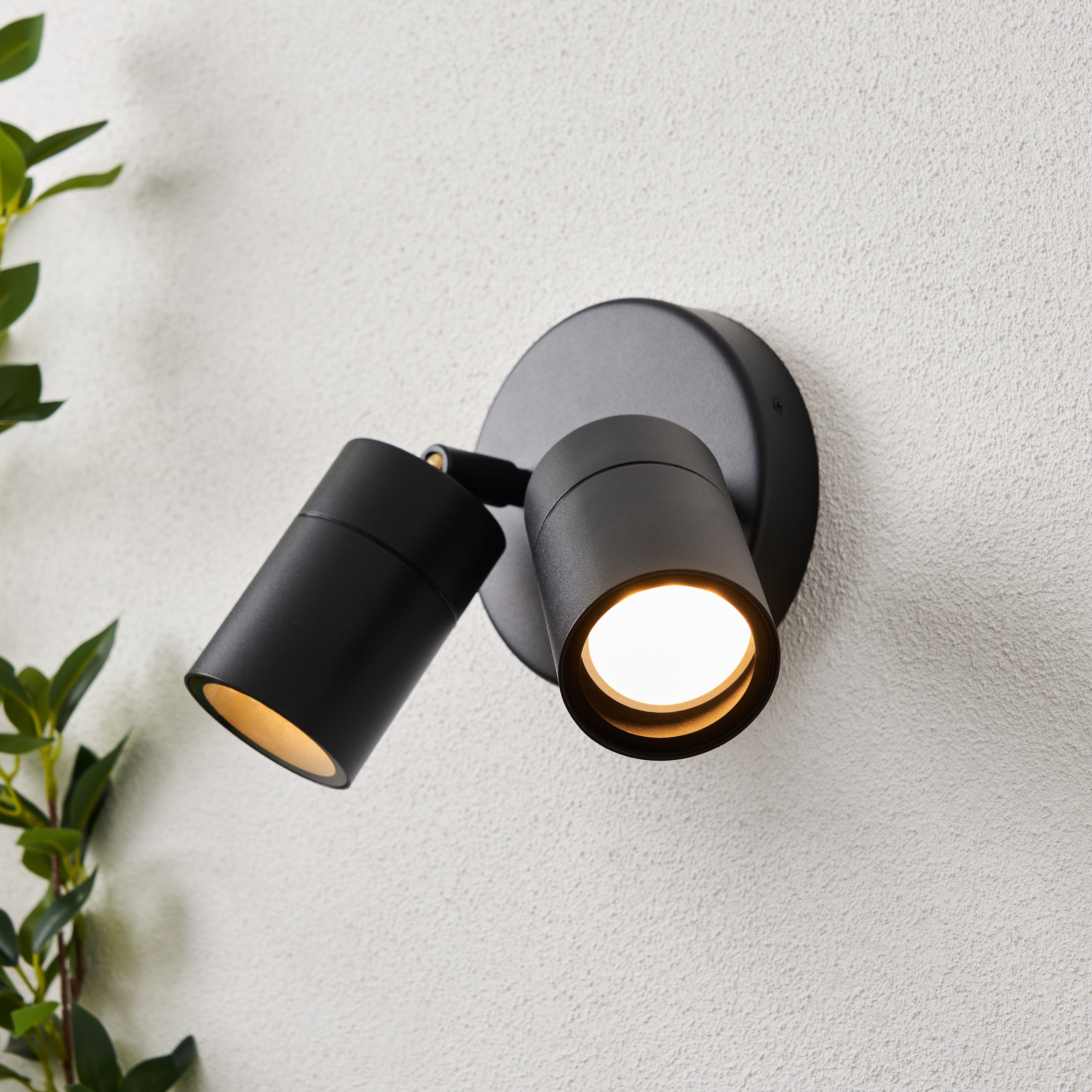 Forum ZN-34018-SBLK-65 Leto Twin Outdoor Wall Light, Black