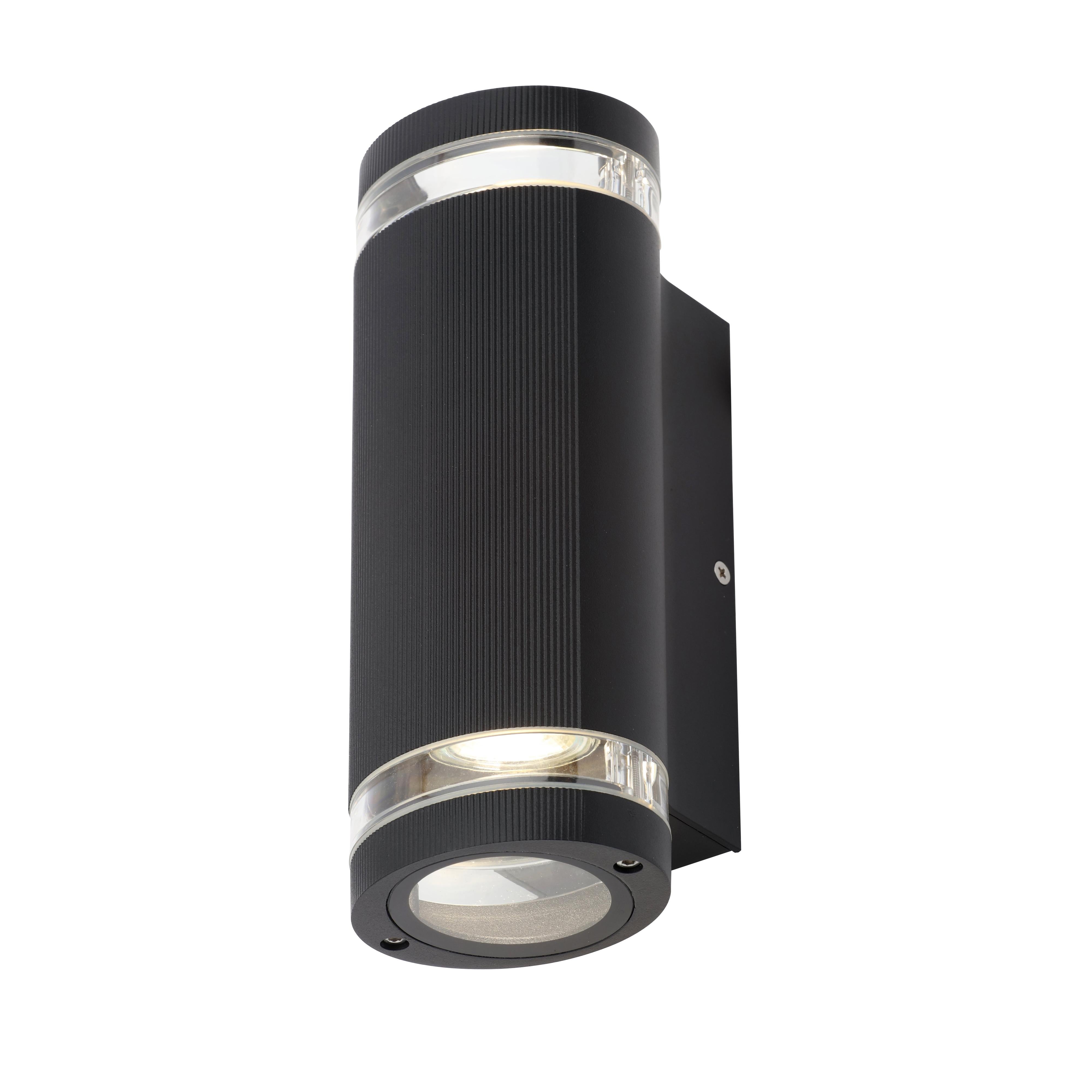 Forum ZN-35594-BLK Helix Up and Down Outdoor Cylinder Wall Light, Black