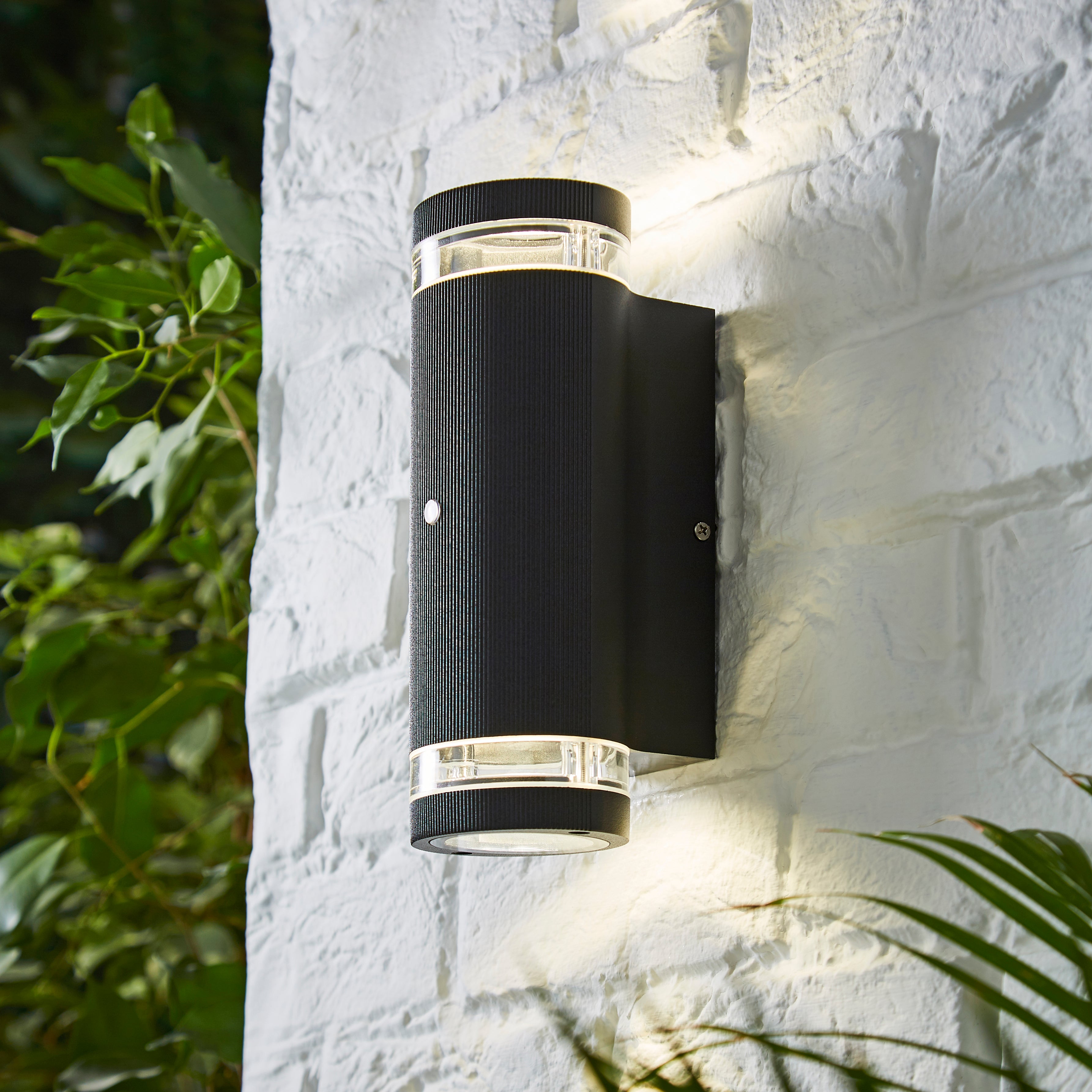 Forum ZN-35685-BLK Helix 2 Light Up and Down Outdoor Cylinder Wall Light with Photocell - Black