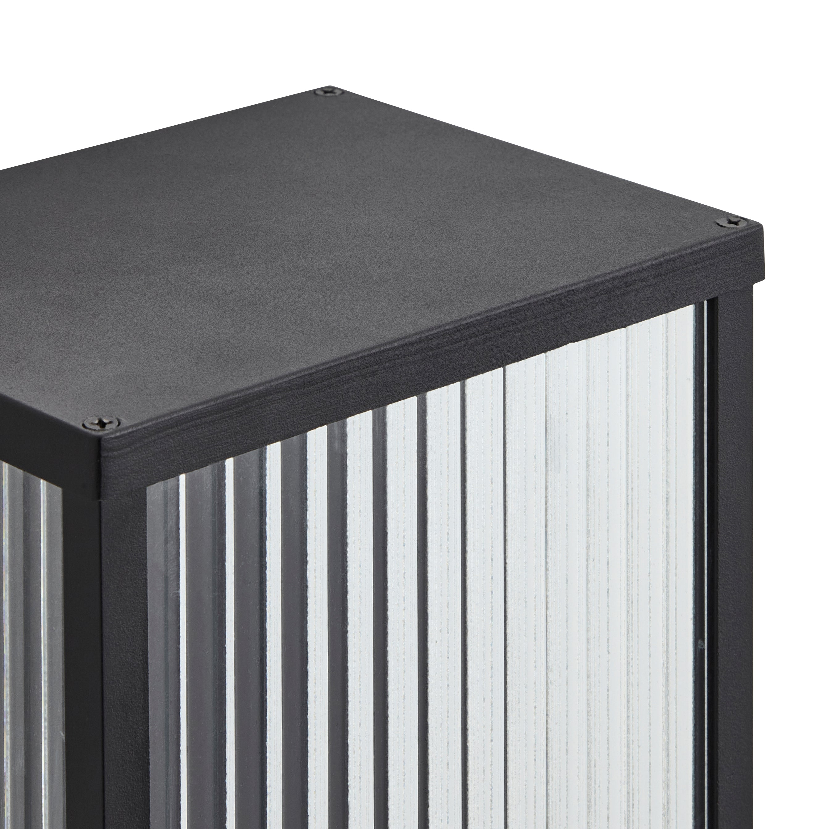 Forum ZN-38602-BLK Memphis Outdoor Box Frame Lantern with Ribbed Glass - Black