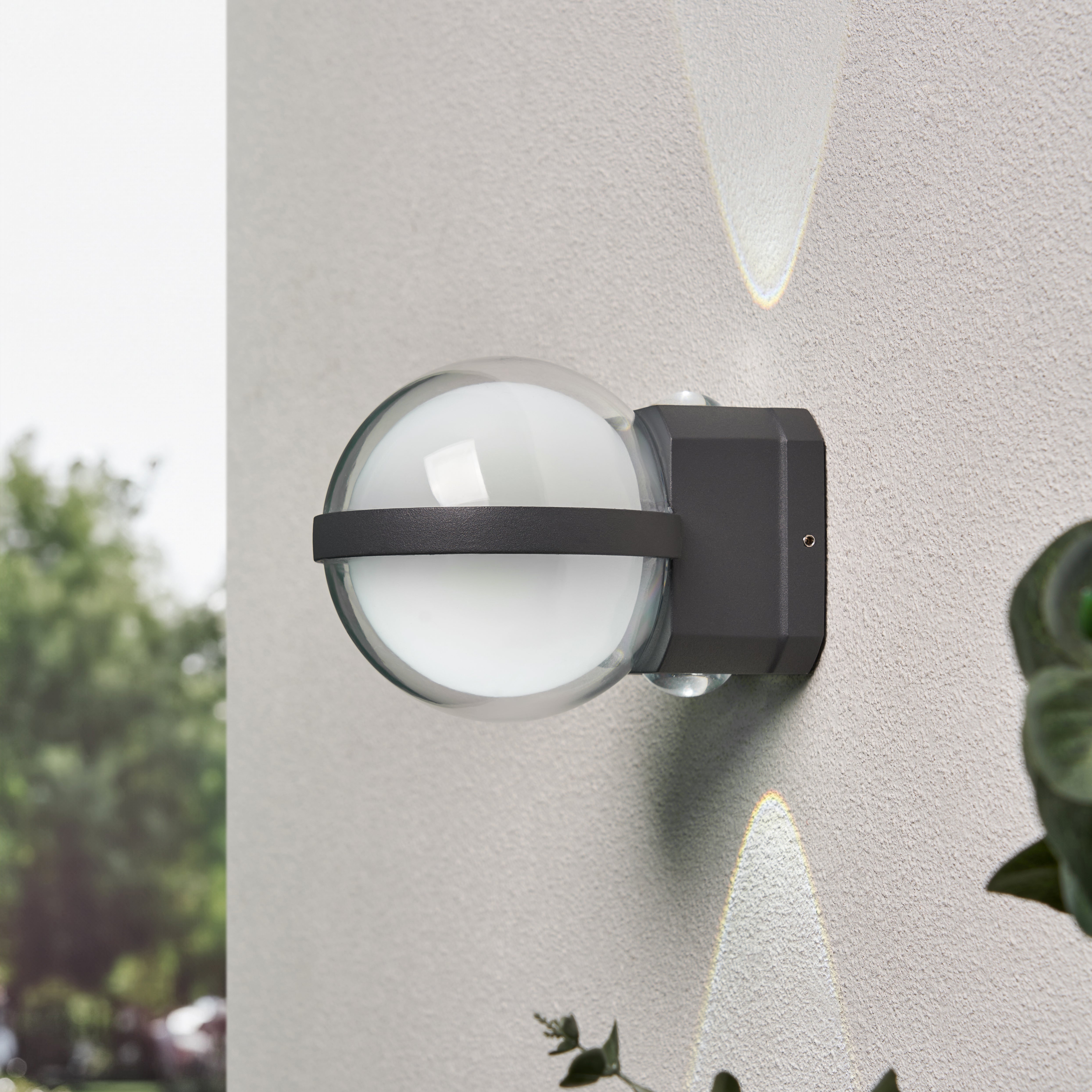 Forum ZN-44218-ANTH Anmo Up and Down LED CCT Outdoor Globe Wall Light, Anthracite